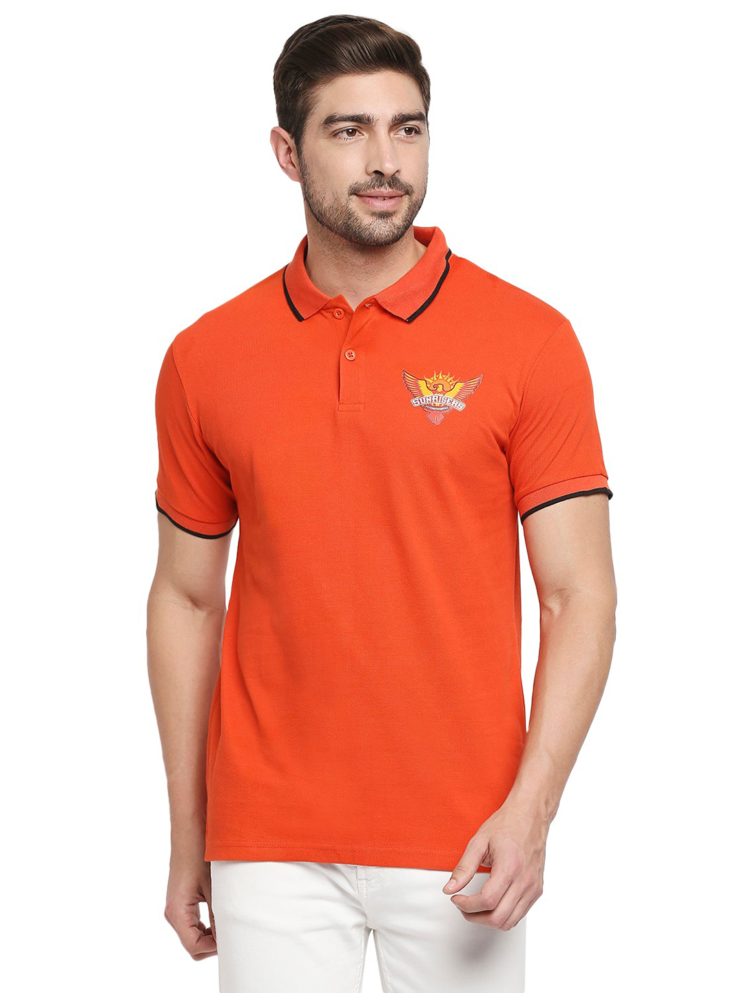 Sunrisers Hyderabad SRH Men's Orange Regular Fit Polo (1)