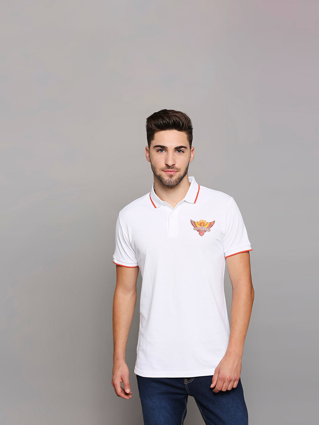 Buy Official Sunrisers Hyderabad Men's White Regular Fit Polo SRH 2022  Merchandise Online FanCode Shop