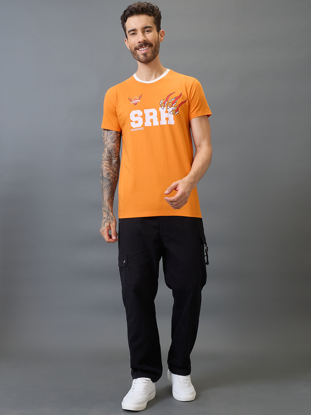 Sunrisers Hyderabad SRH Play with Fire Half Sleeves Cotton T-Shirt for Men (5)
