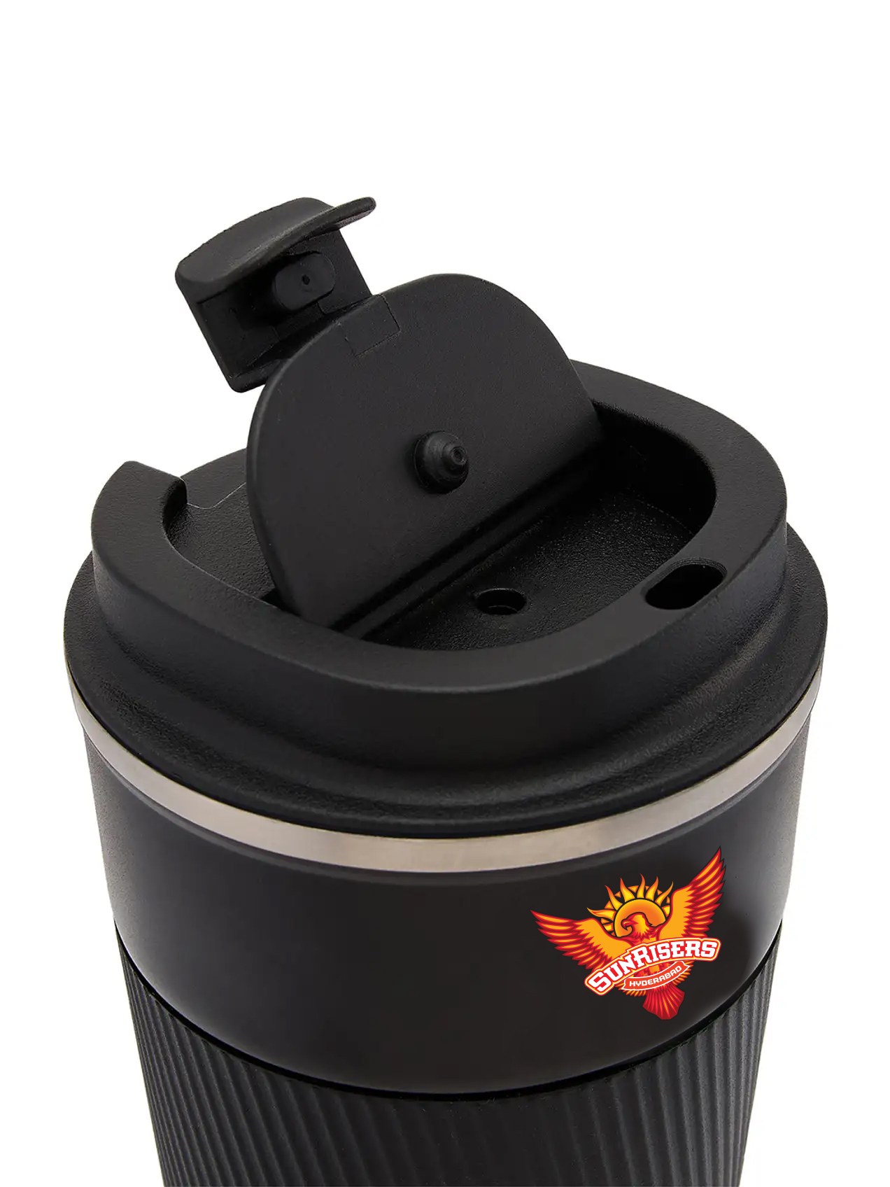 Sunrisers Hyderabad Vacuum Insulated Double-Walled with Spill Proof Flip Top Stainless Steel Coffee Tumbler - 400 ML (Bl (5)