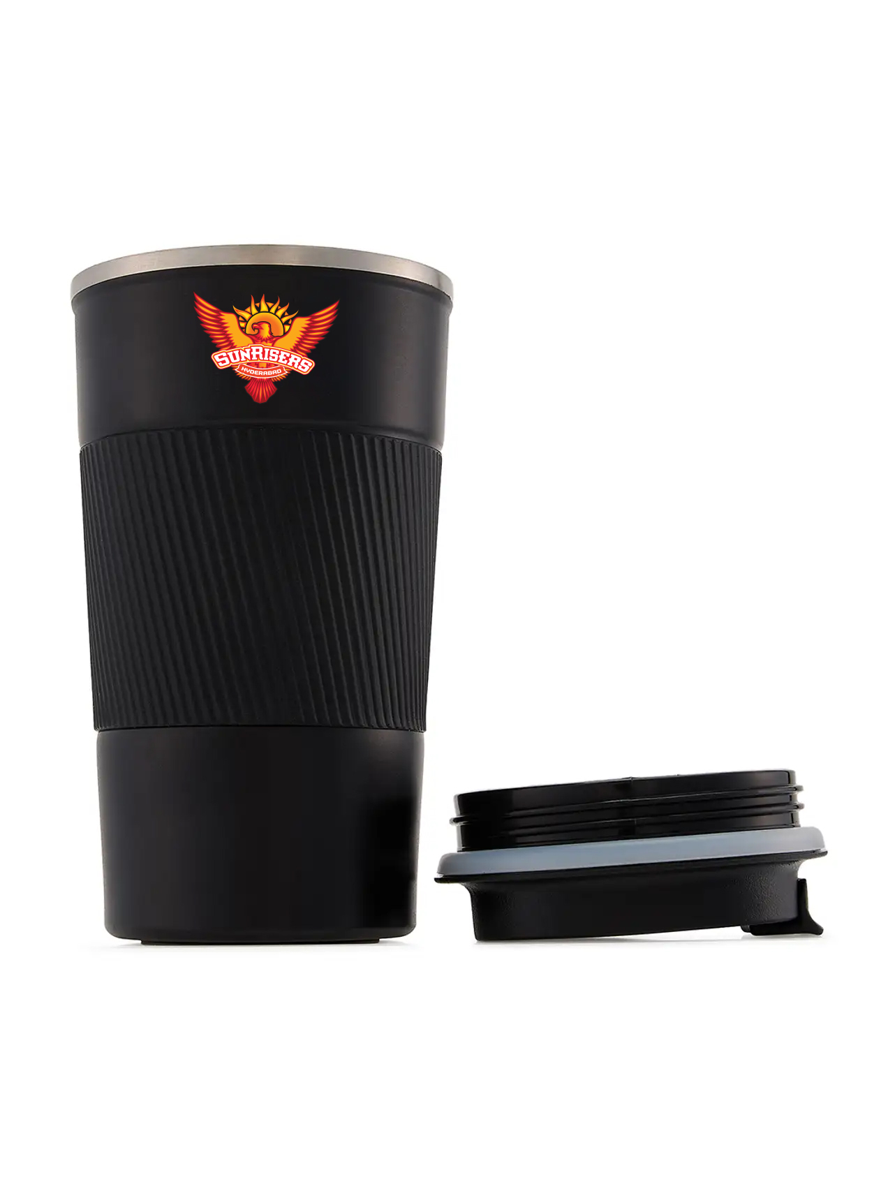 Sunrisers Hyderabad Vacuum Insulated Double-Walled with Spill Proof Flip Top Stainless Steel Coffee Tumbler - 400 ML (Bl (6)