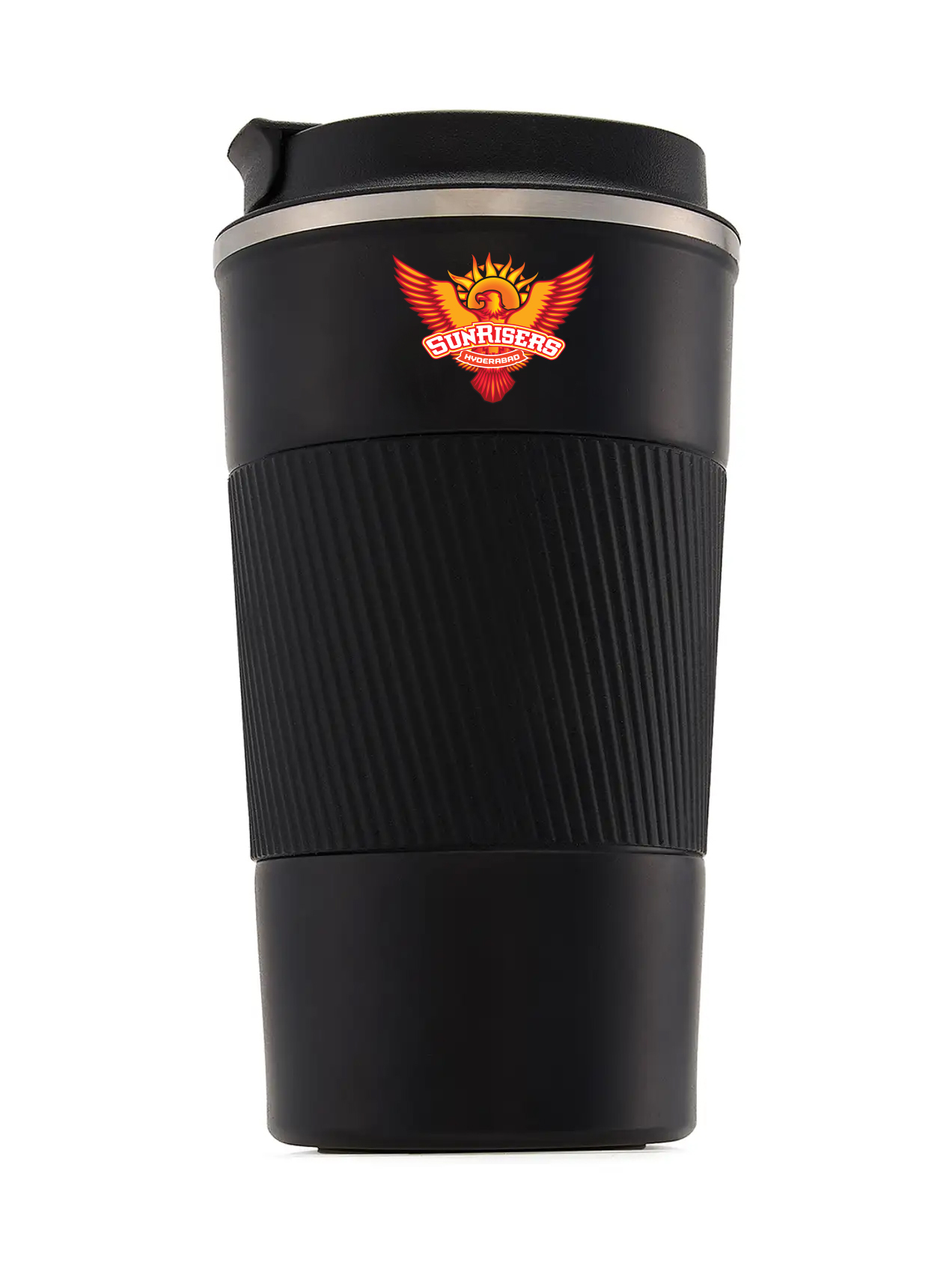 Sunrisers Hyderabad Vacuum Insulated Double-Walled with Spill Proof Flip Top Stainless Steel Coffee Tumbler - 400 ML (Bl