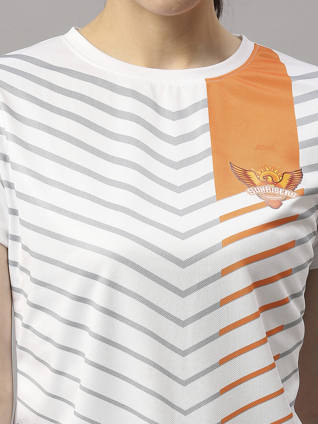 Sunrisers Hyderabad Women White All Over Print Half Sleeves Round Neck Polyester T-Shirt (5)