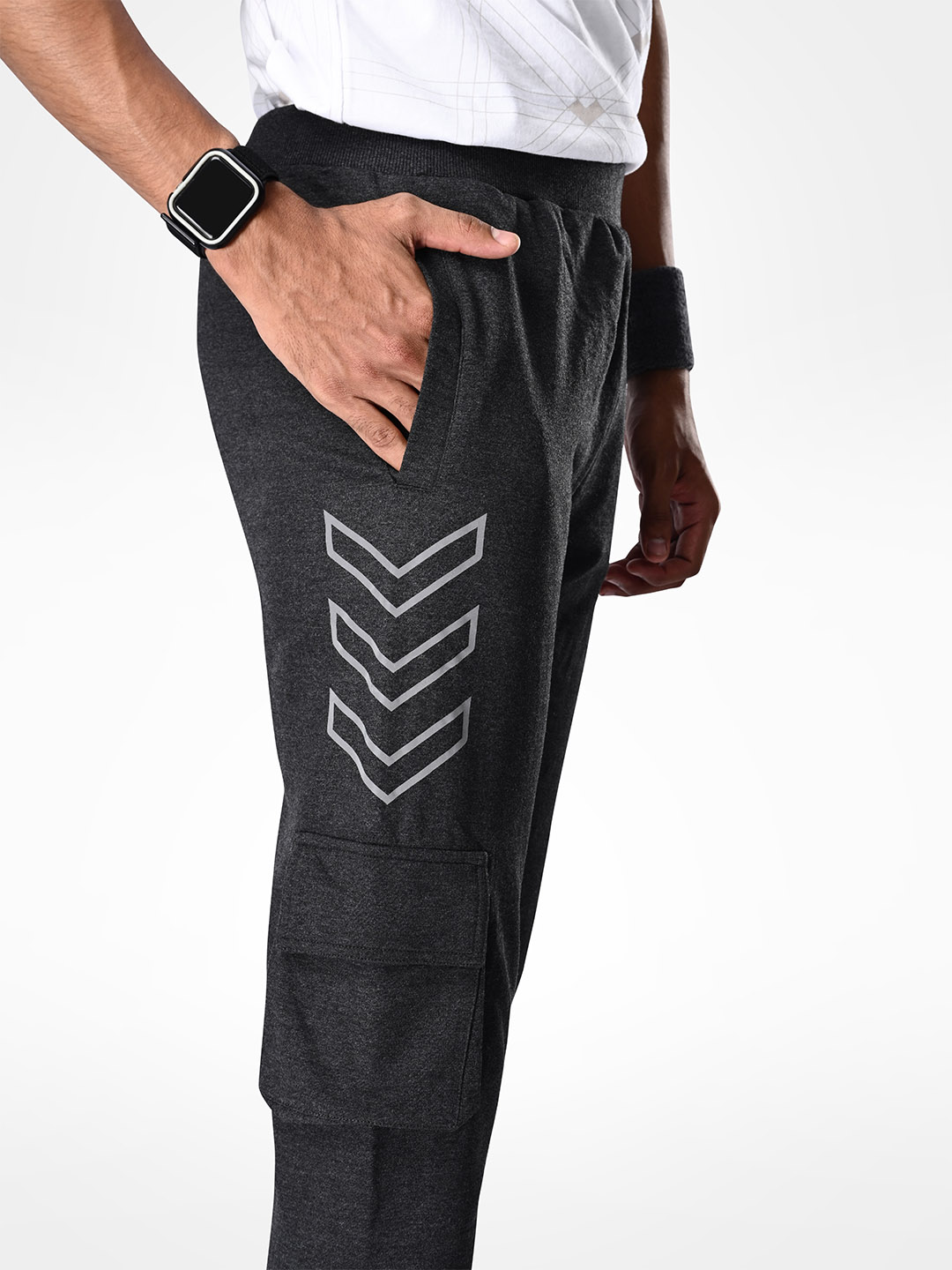 Anthra Melange Racing Inspired Joggers