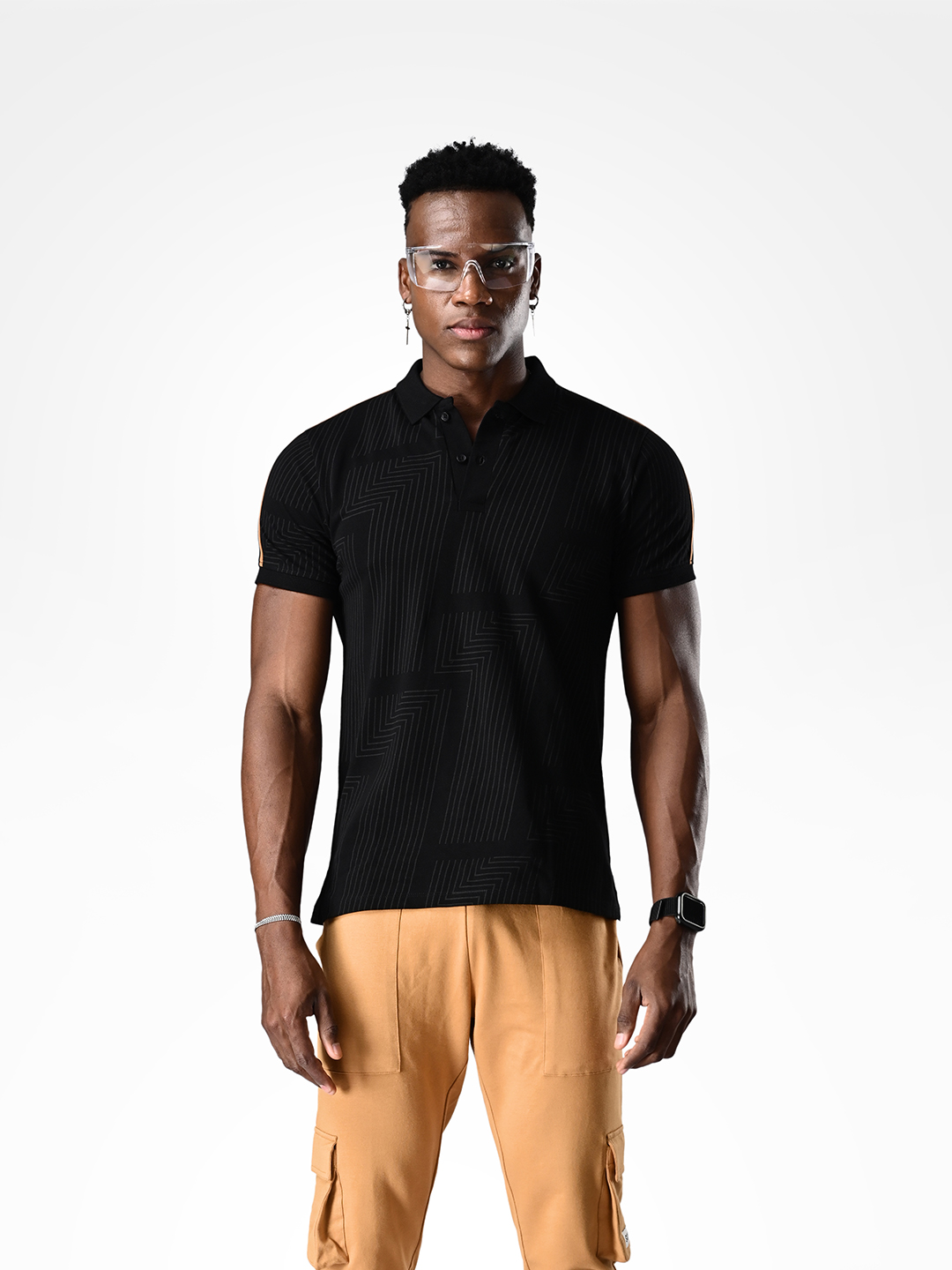 AOP Black & Gold Polo T-shirt