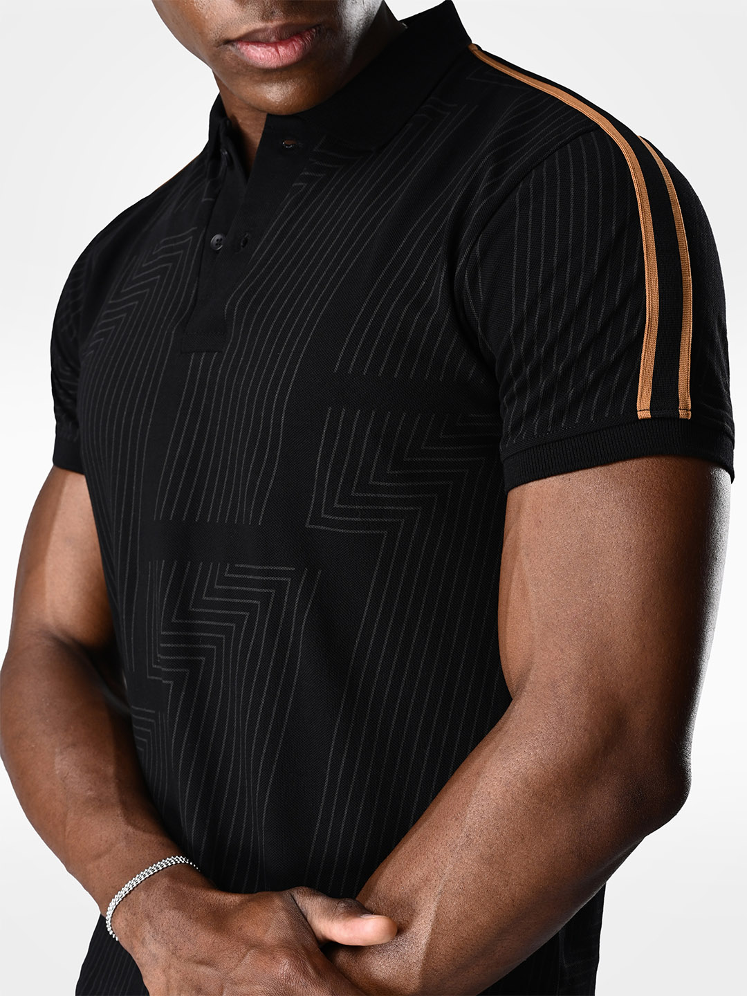 Supa AOP Black & Gold Polo T-shirt (5)