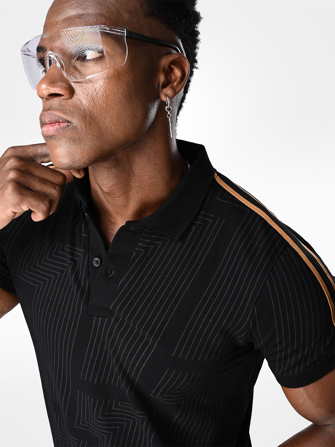 Supa AOP Black & Gold Polo T-shirt (7)