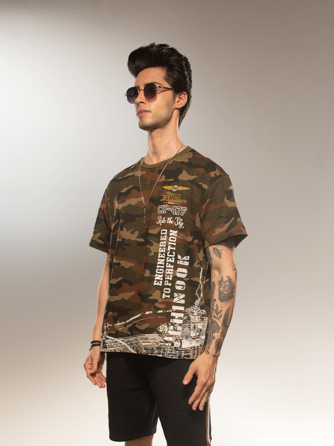 Supa Aviation Forest Green Camo Graphic Oversized T-shirt (2)