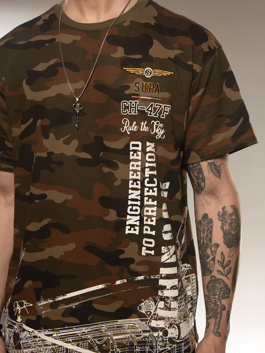 Supa Aviation Forest Green Camo Graphic Oversized T-shirt (4)
