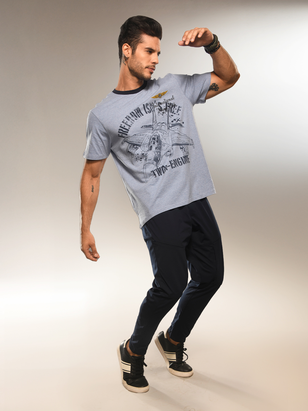 Supa Aviation Iceman Blue Melange Graphic T-shirt (6)