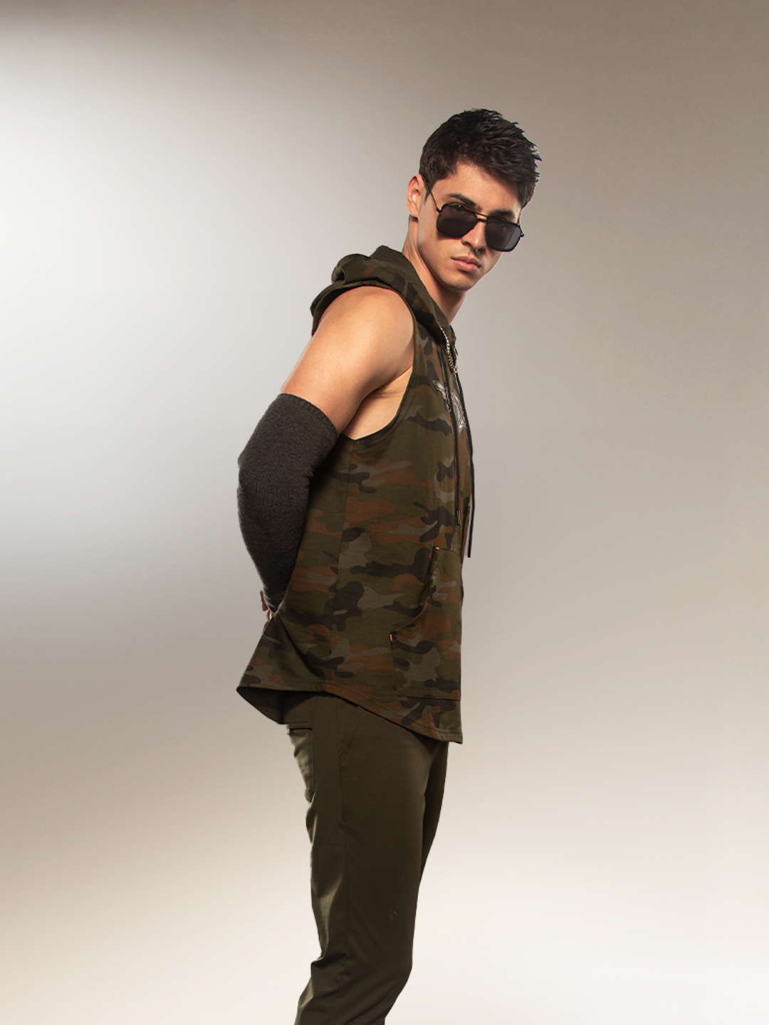 Supa Aviation Looper Green Camo Sleeveless Hoodie (2)