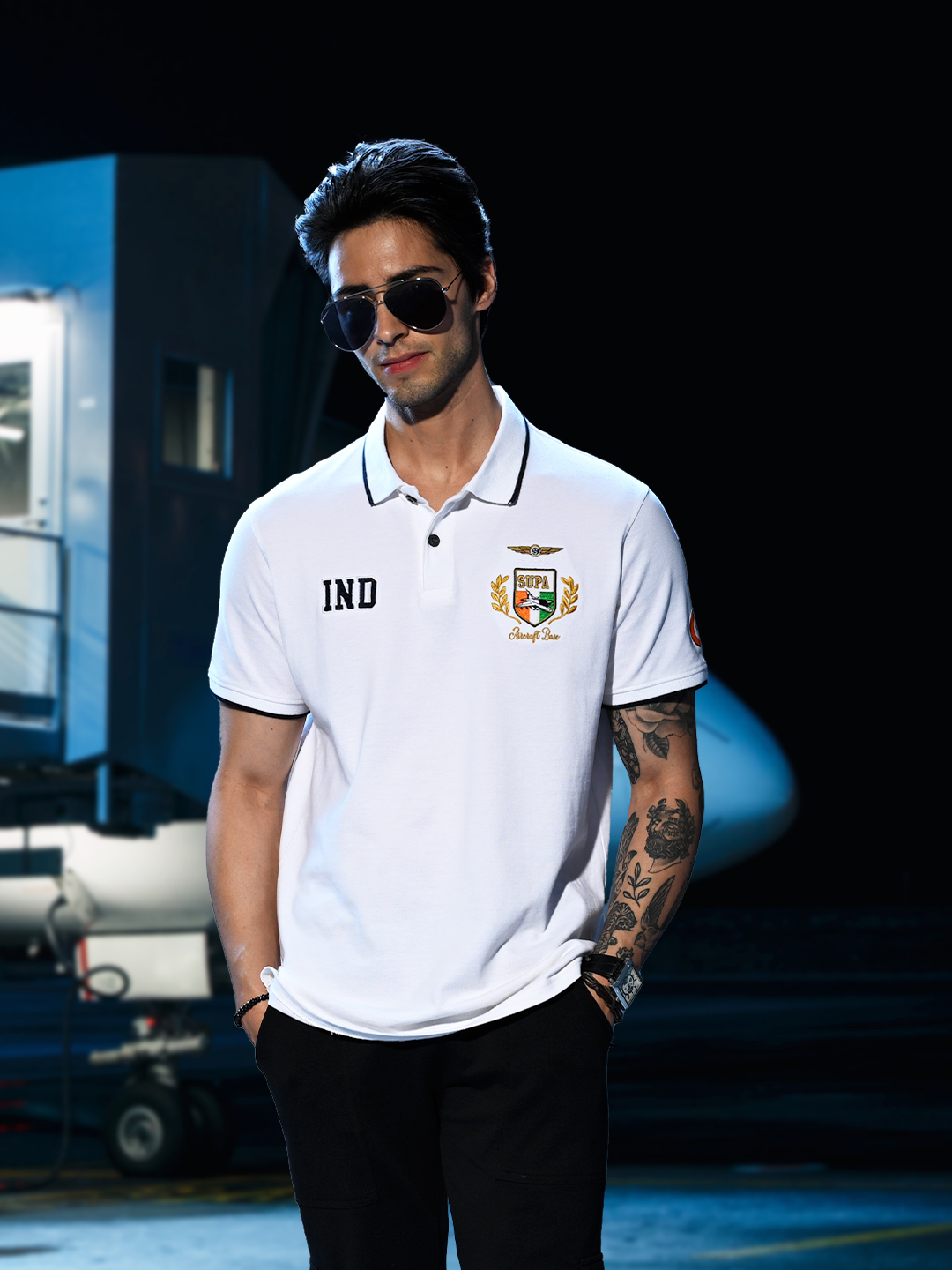 Supa Aviation Snowfall White Pique Core Polo