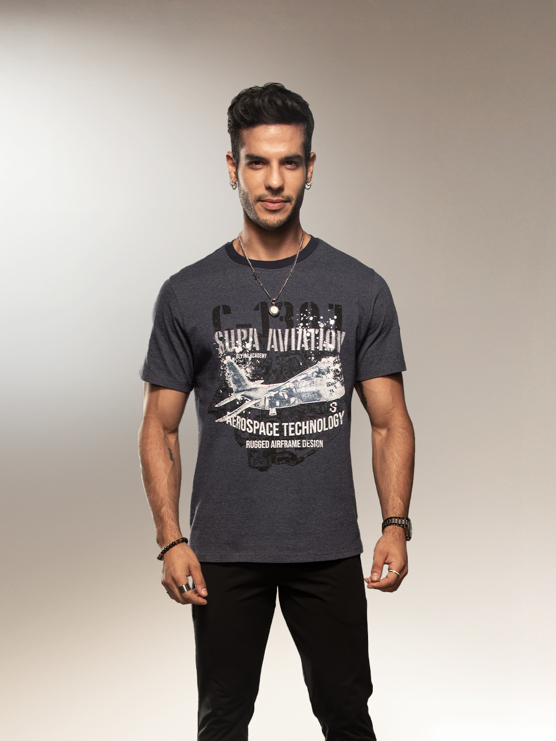 Aviation Storm Navy Graphic T-shirt