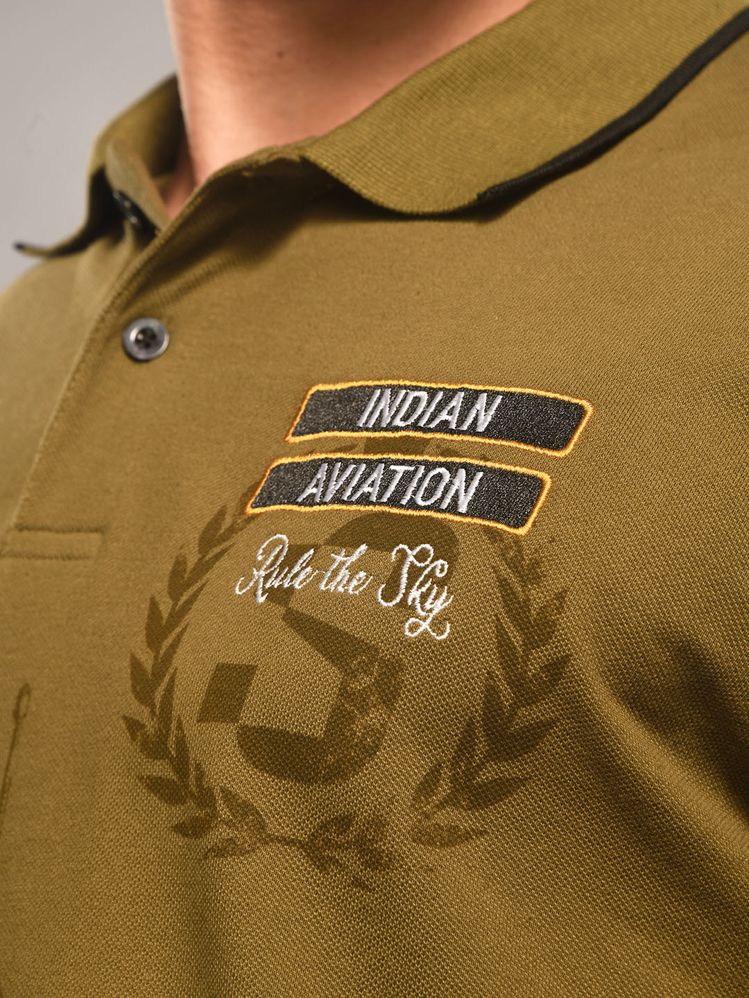 Supa Aviation Titan Oliver Green Pique Graphic Polo (5)