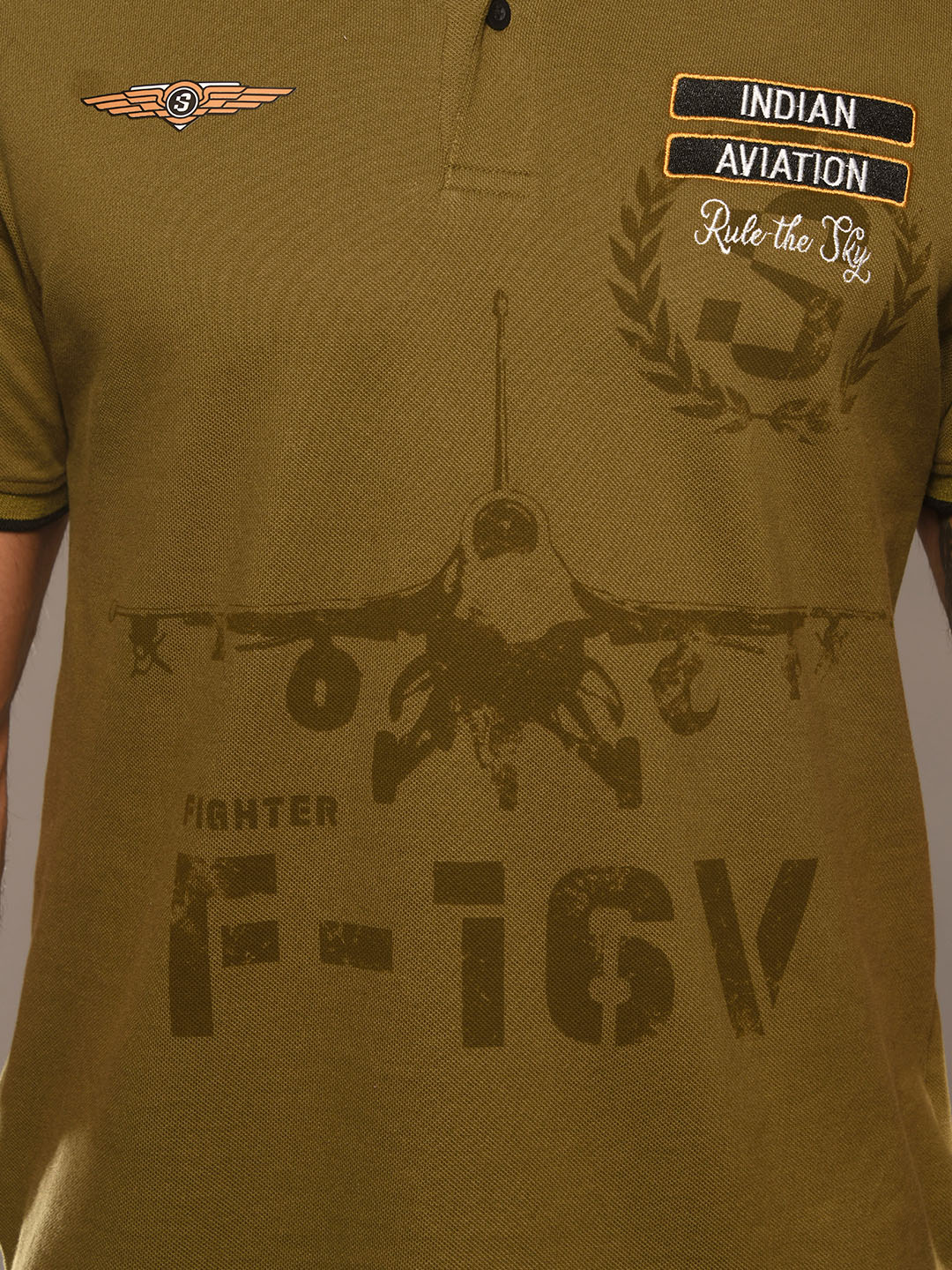Supa Aviation Titan Oliver Green Pique Graphic Polo (6)