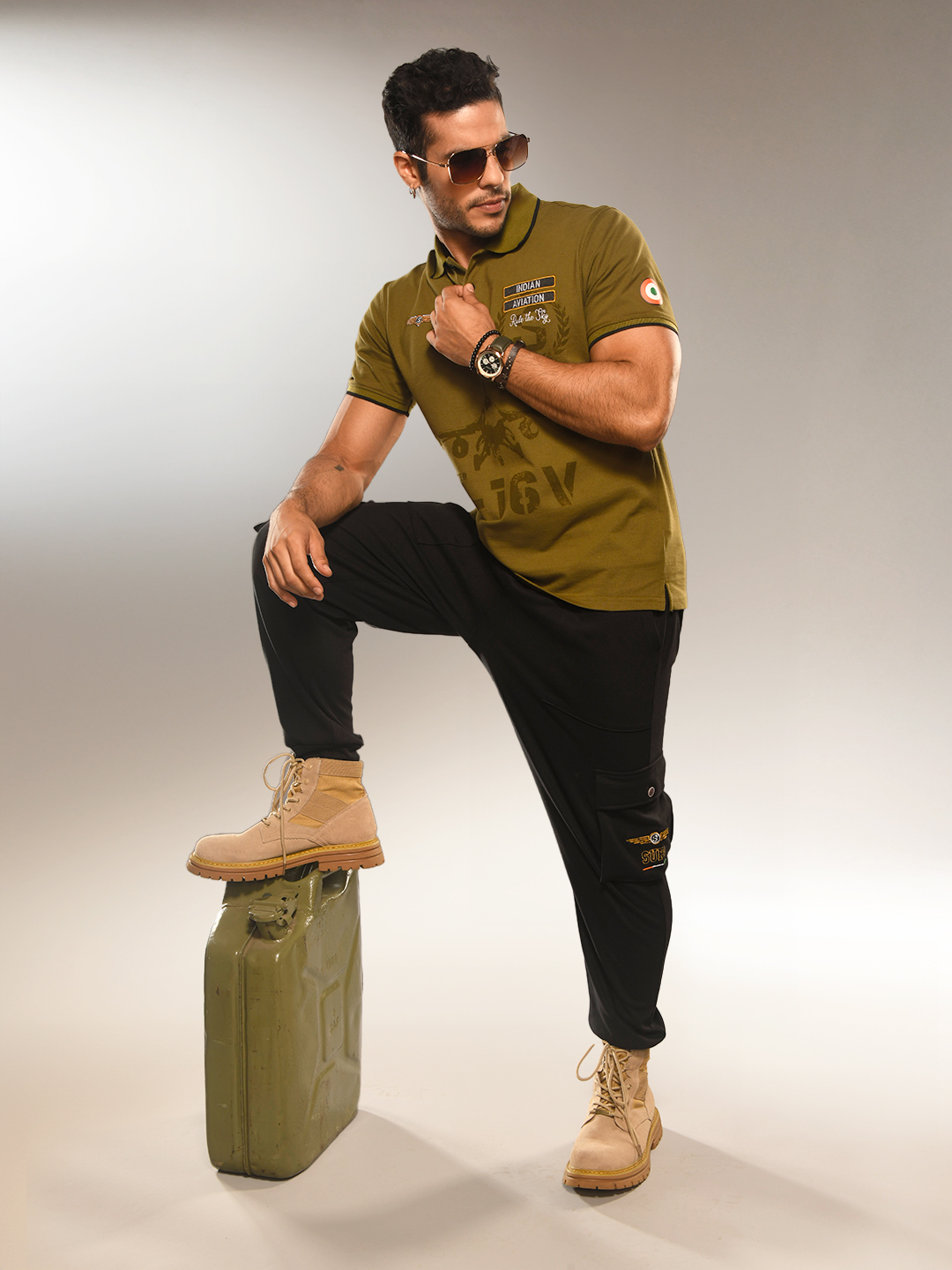 Supa Aviation Titan Oliver Green Pique Graphic Polo (7)