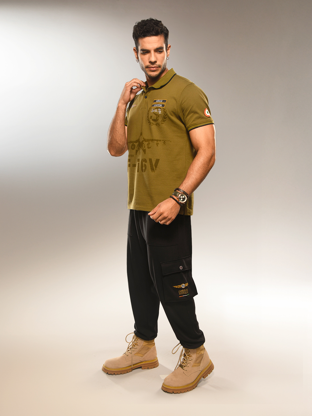 Supa Aviation Titan Oliver Green Pique Graphic Polo (2)