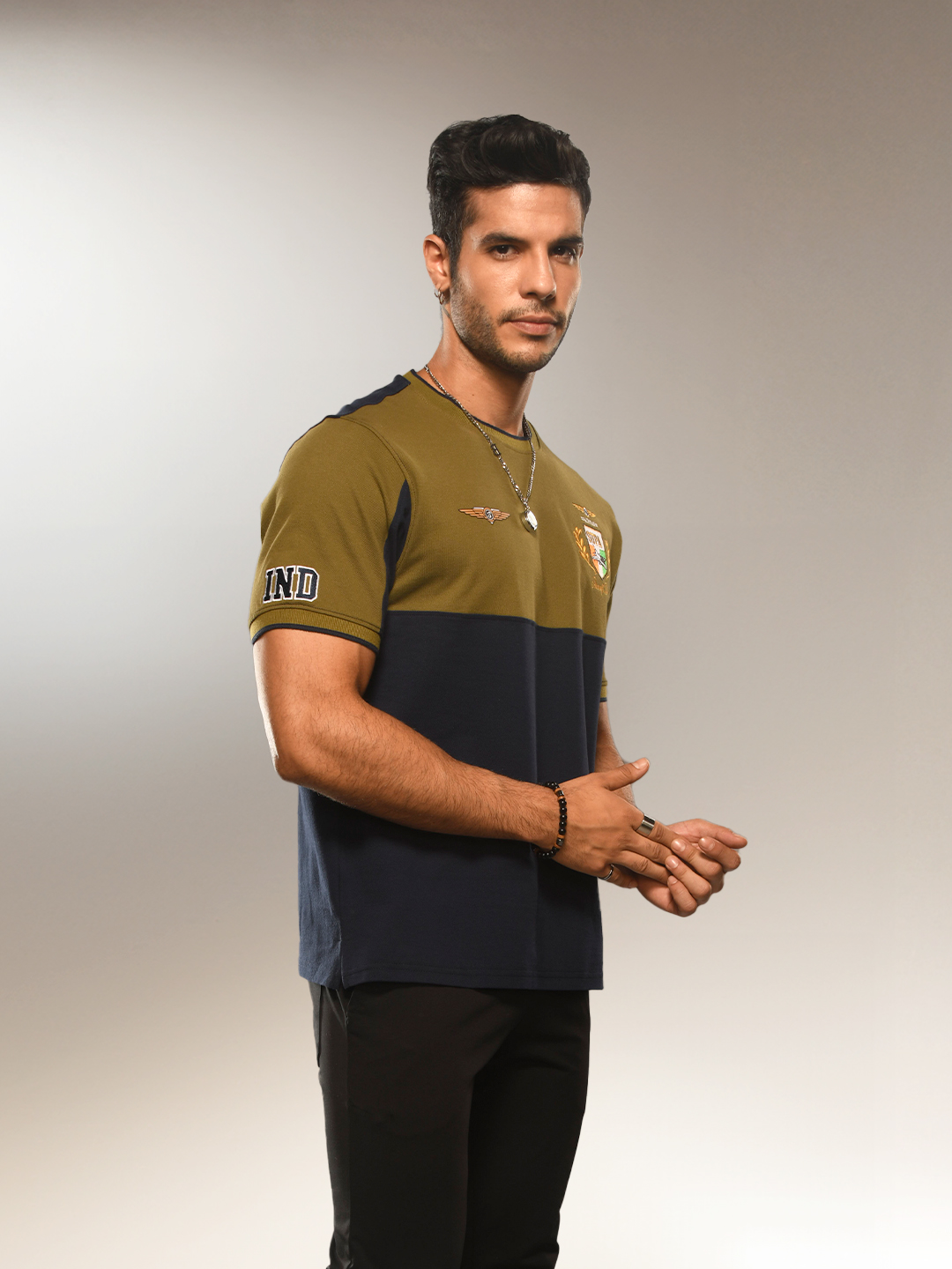 Supa Aviation Viper Green Navy Cut & Sew T-shirt (4)