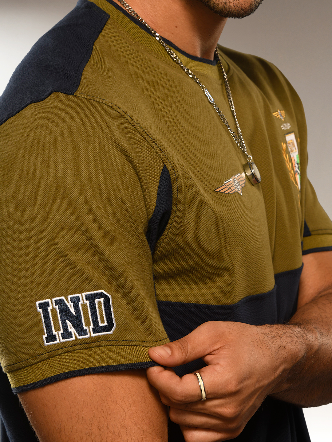 Supa Aviation Viper Green Navy Cut & Sew T-shirt (6)