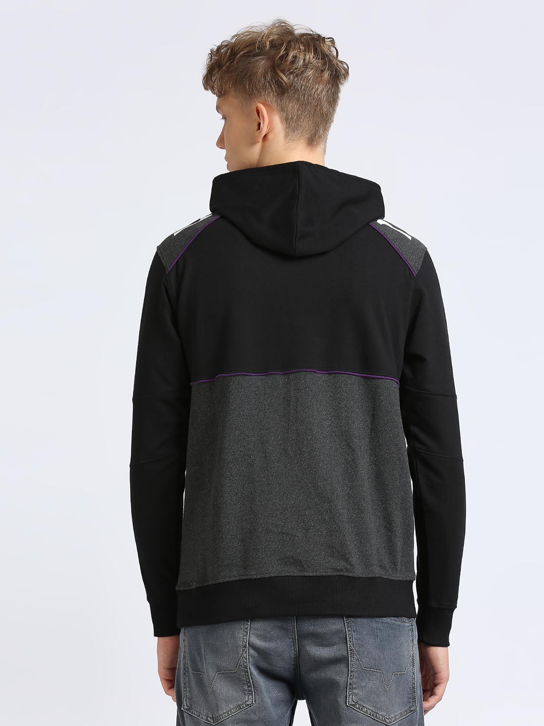 Supa Black Purple Colorblocked Hoodie Sweatshirt (4)