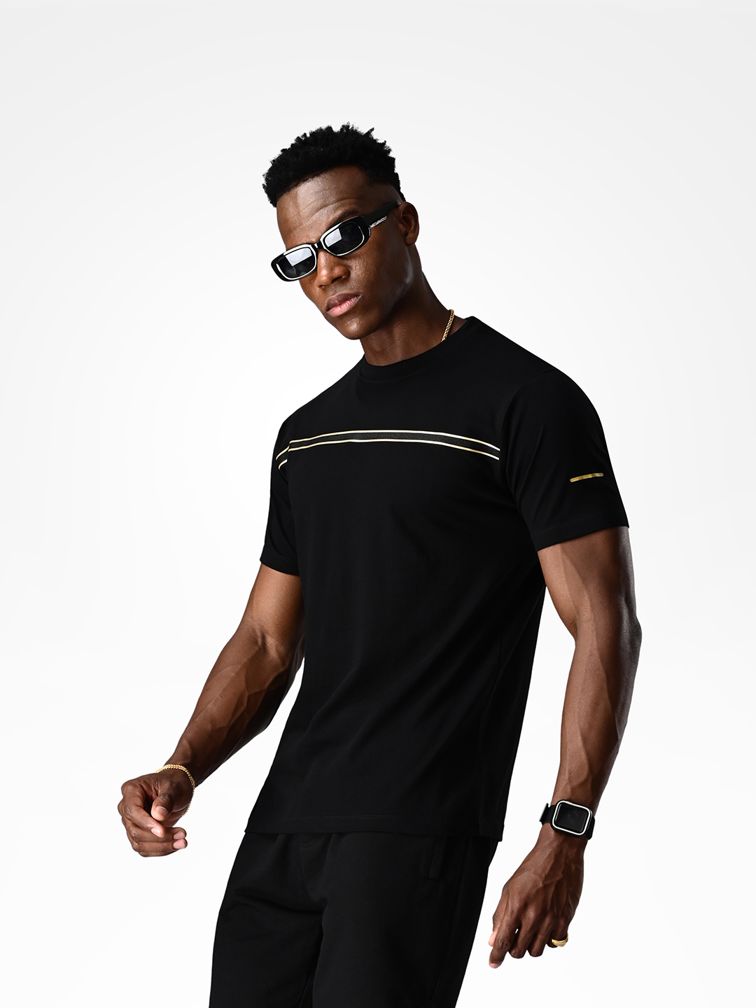 Supa Black T-shirt With Gold Strip (3)