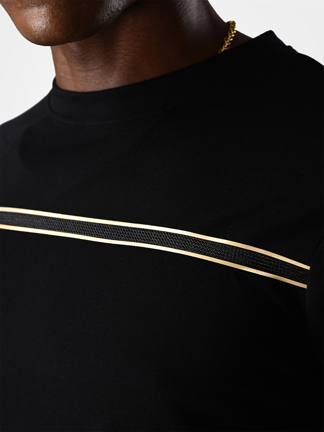 Supa Black T-shirt With Gold Strip (6)