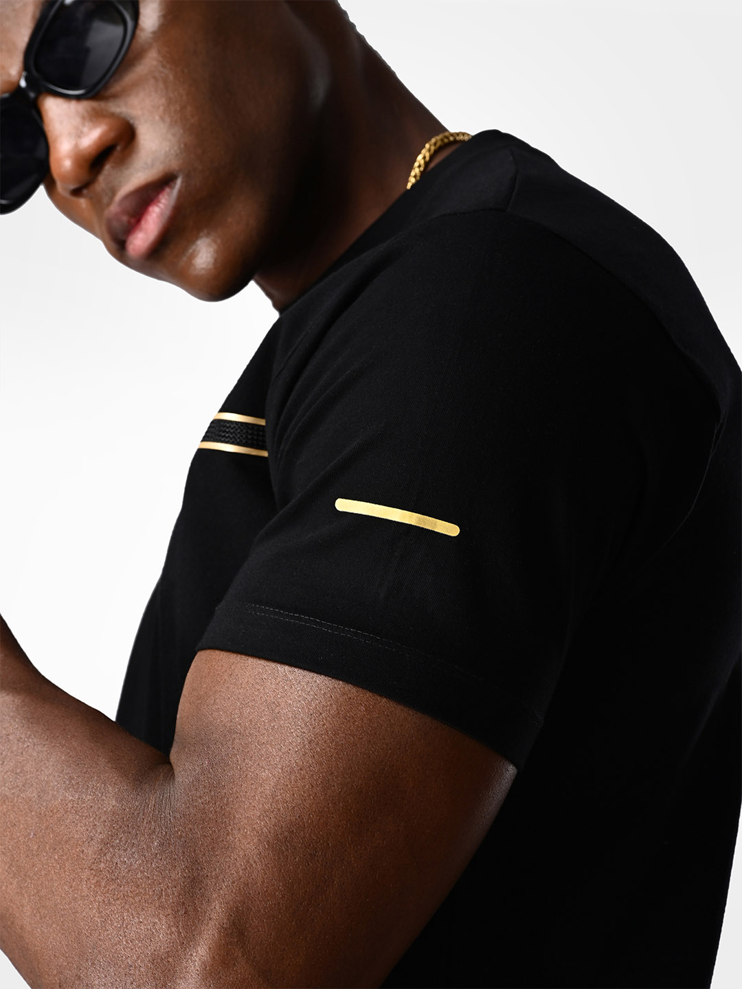 Supa Black T-shirt With Gold Strip (7)