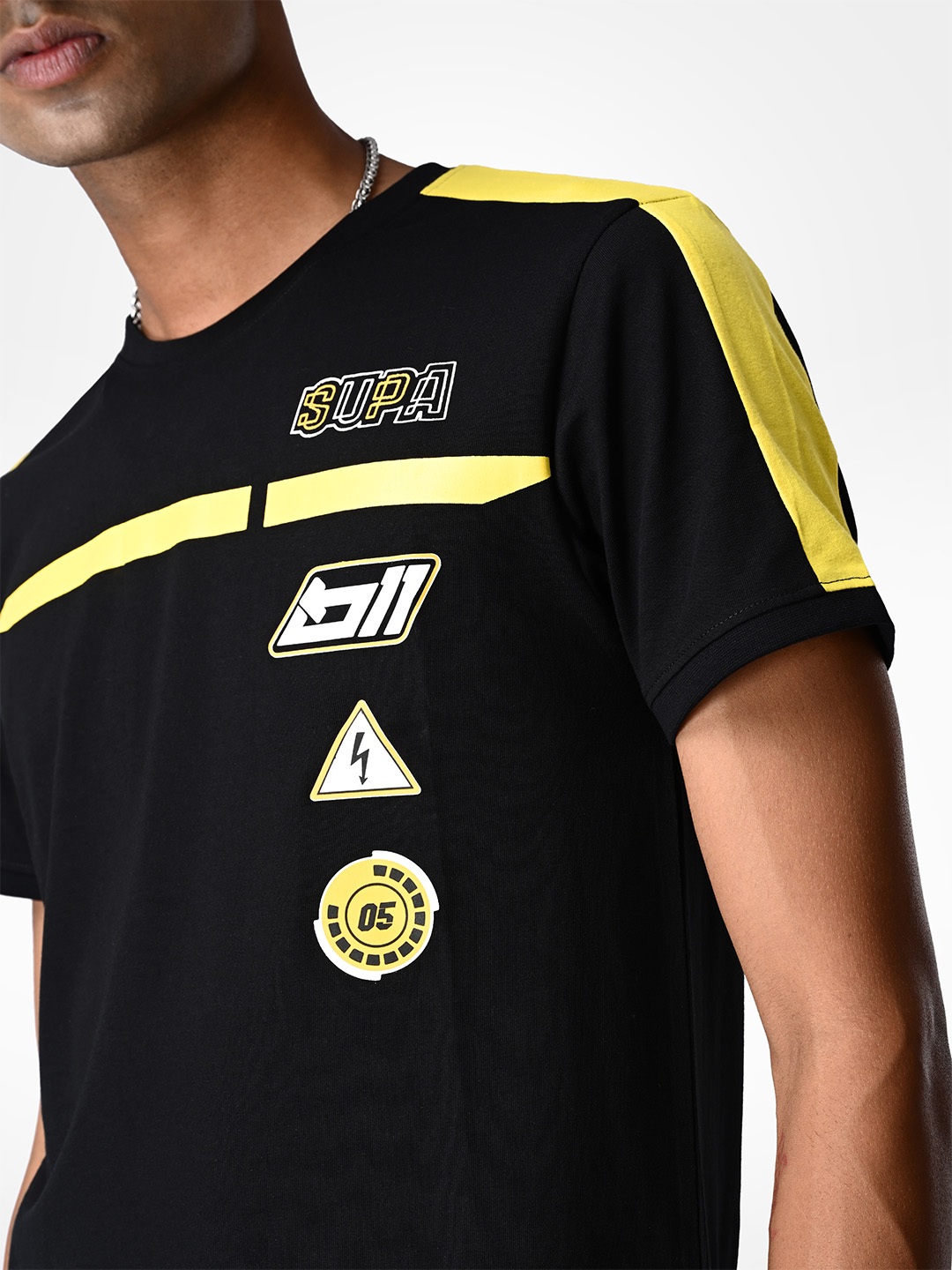 Supa Black & Yellow Printed T-shirt (6)