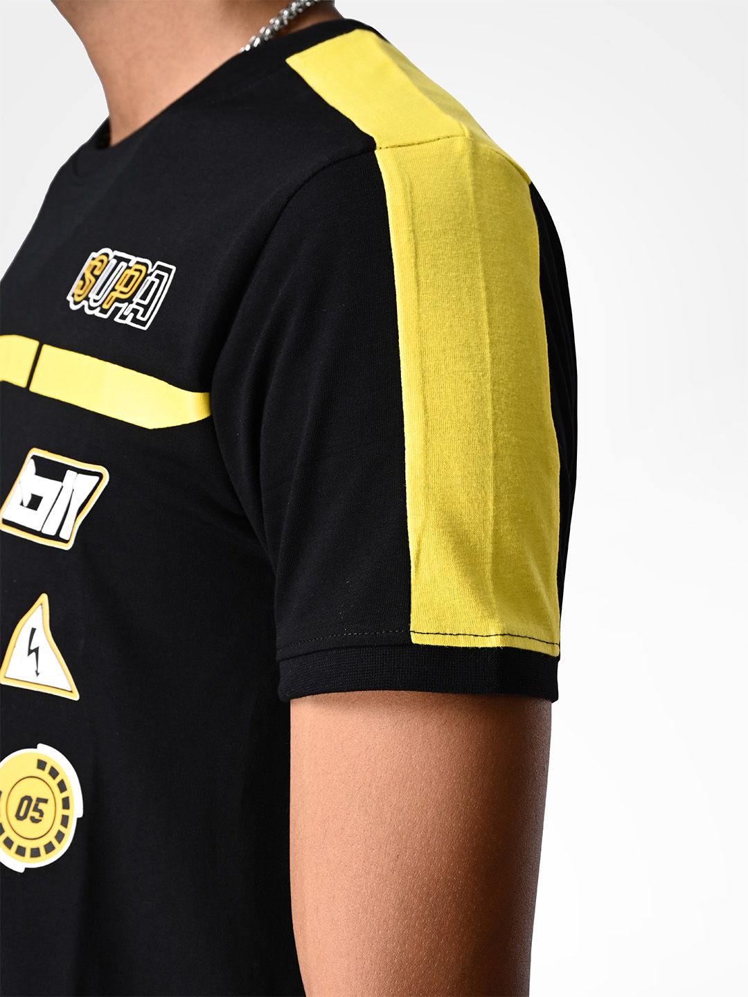 Supa Black & Yellow Printed T-shirt (7)