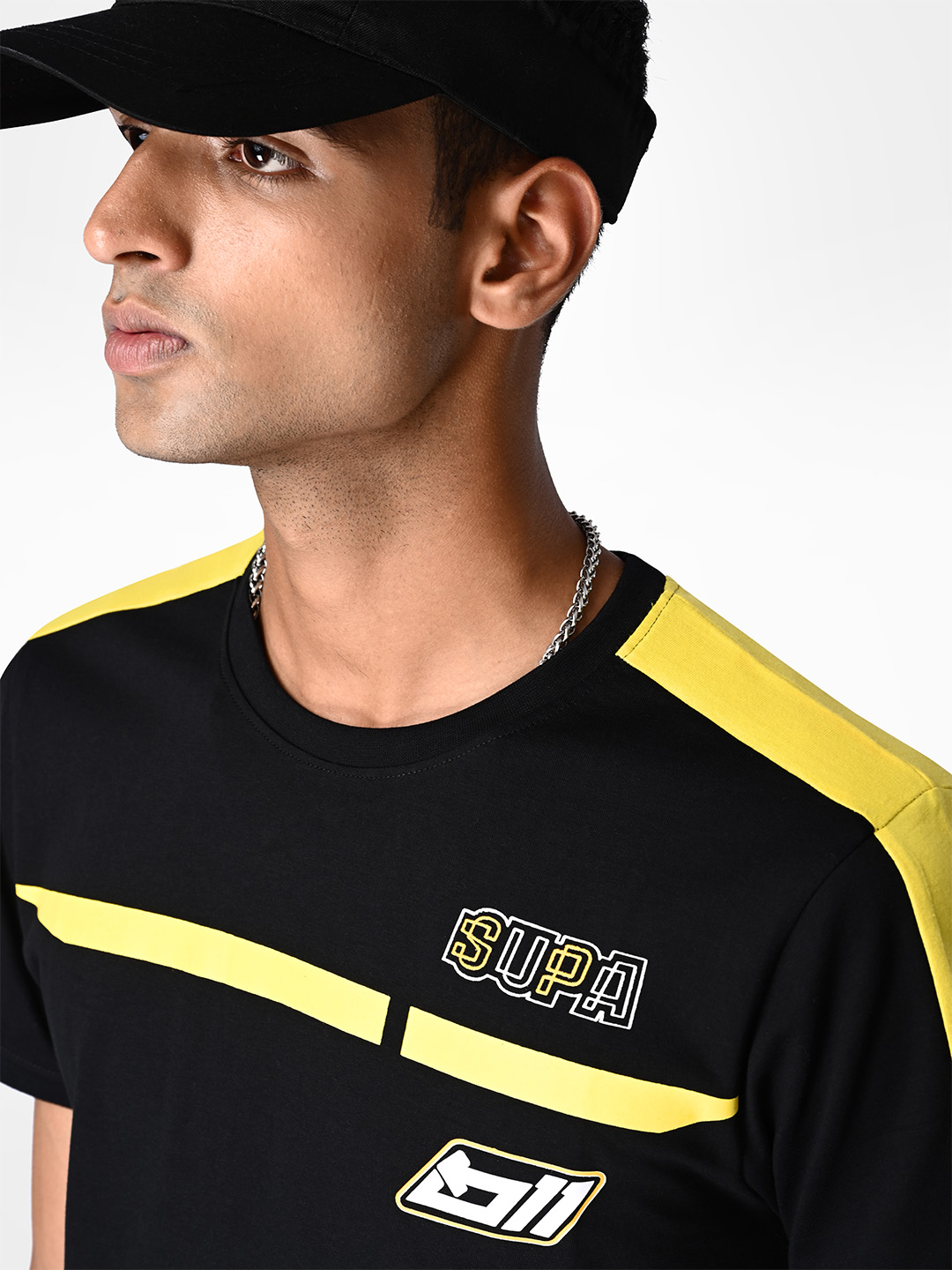 Supa Black & Yellow Printed T-shirt (8)