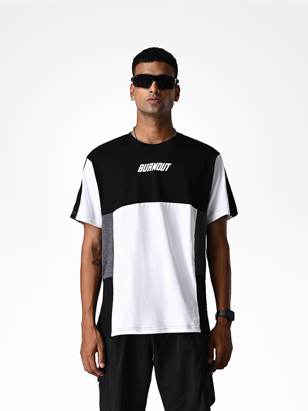 Supa Burnout Black and Whitee Printed Oversized T-shirt (2)