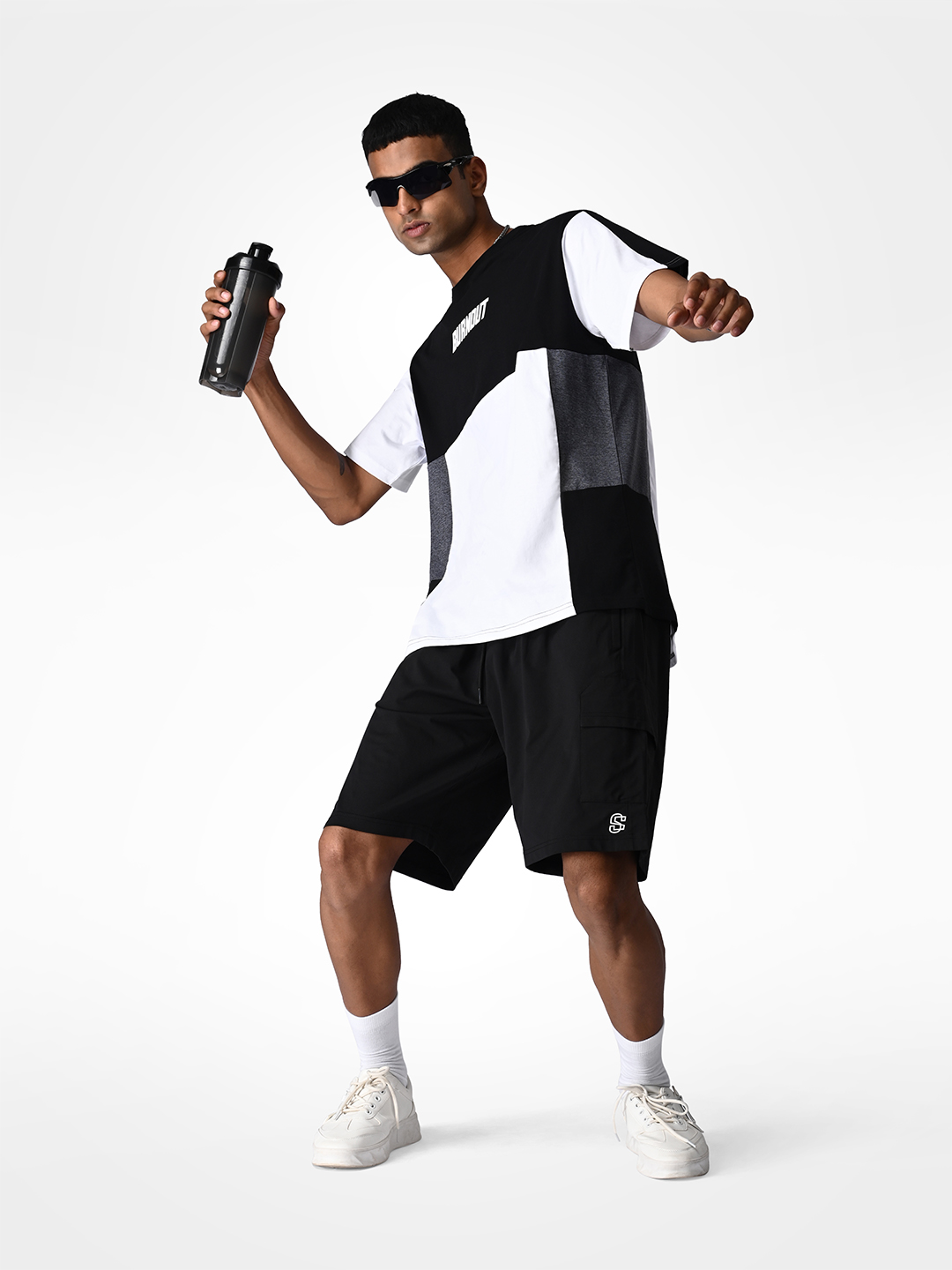 Supa Burnout Black and Whitee Printed Oversized T-shirt (8)