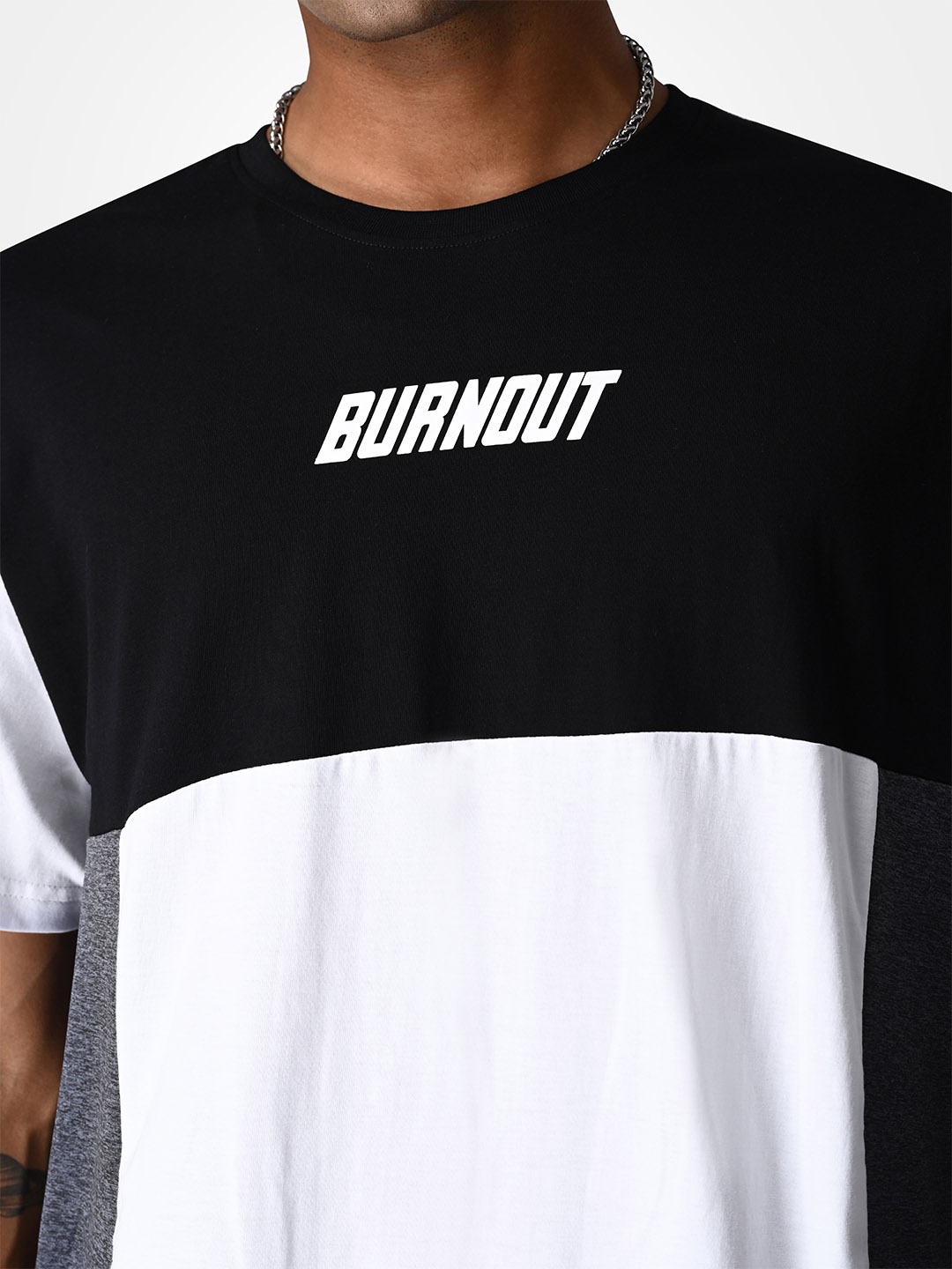 Supa Burnout Black and Whitee Printed Oversized T-shirt (5)
