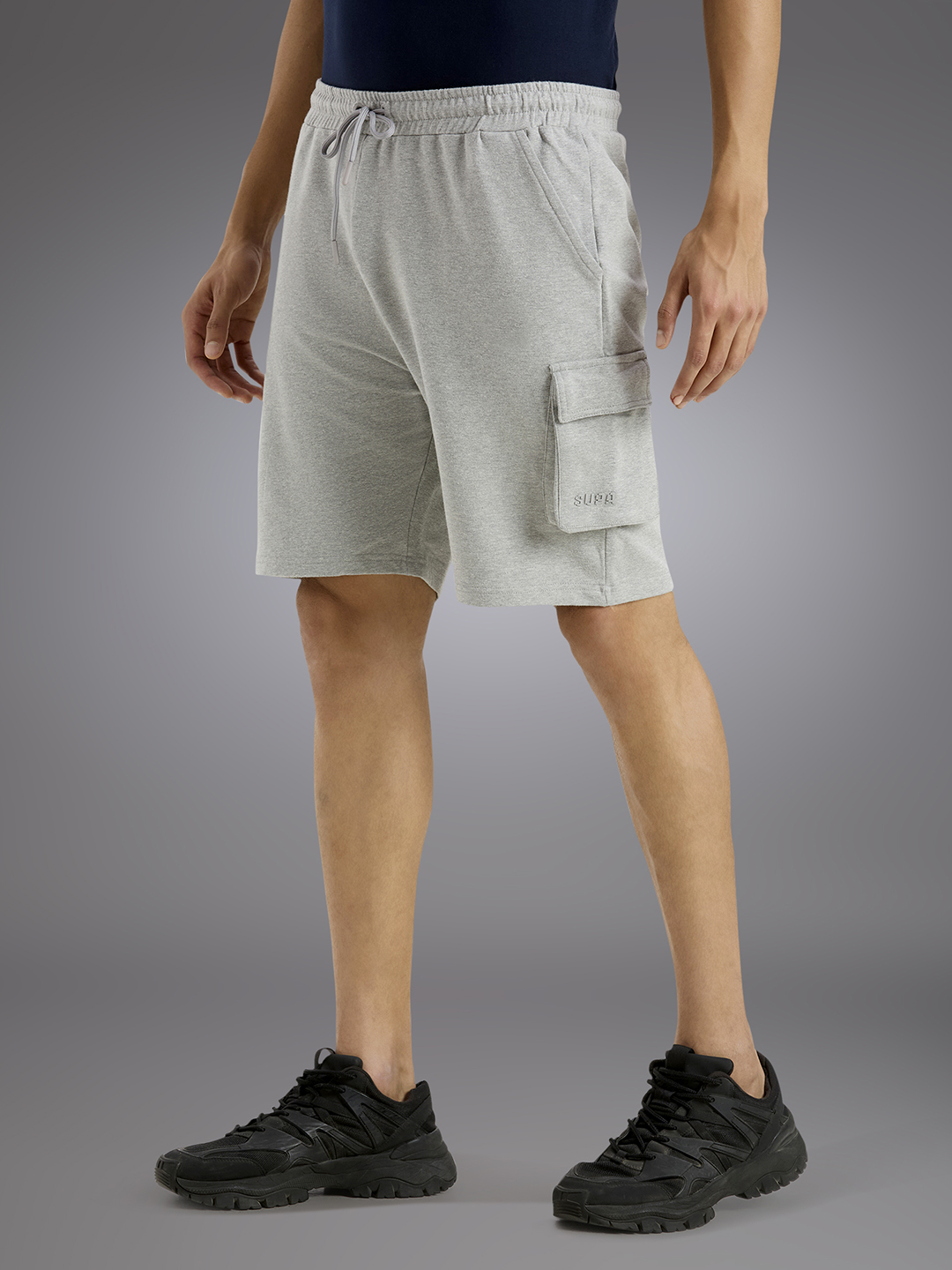 Supa Cargo Pocket Grey Melange Shorts (1)