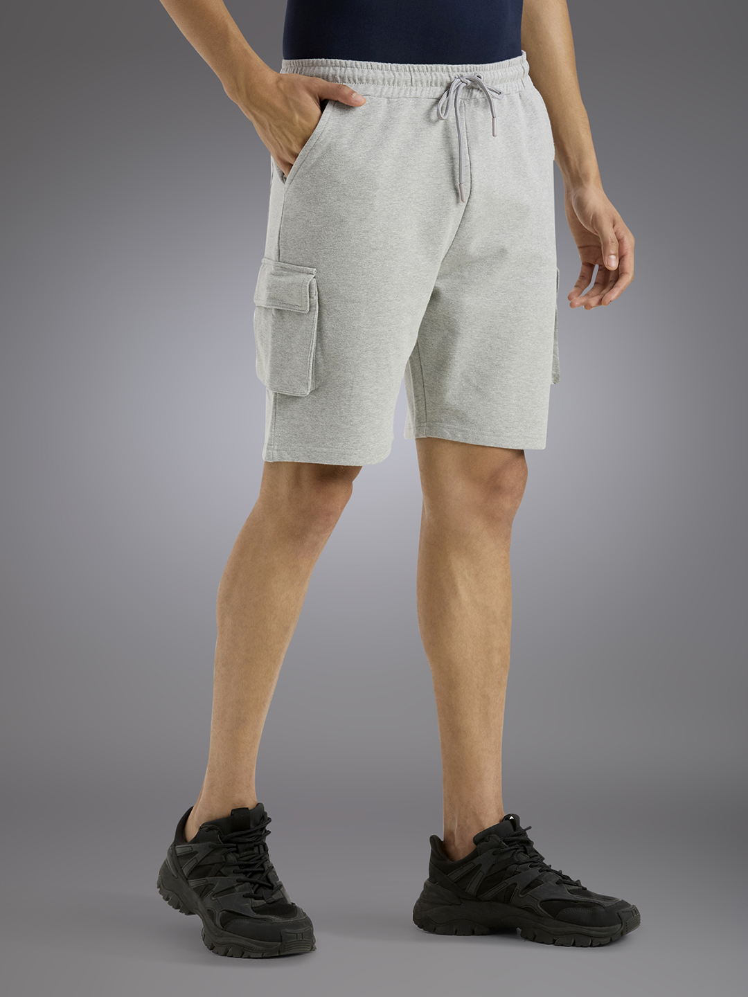 Supa Cargo Pocket Grey Melange Shorts (3)