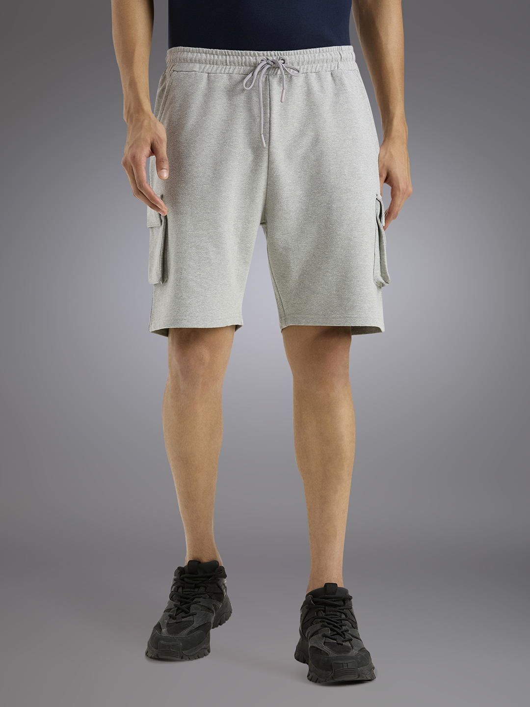 Supa Cargo Pocket Grey Melange Shorts (2)