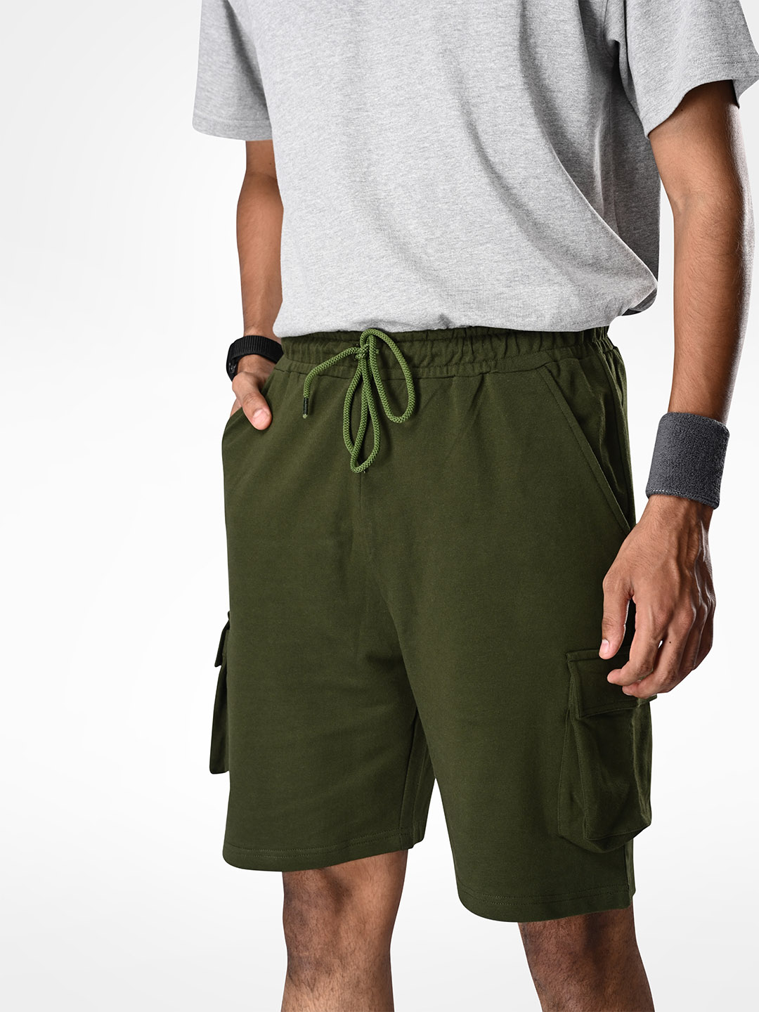 Supa Cargo Pocket Olive Green Shorts (2)