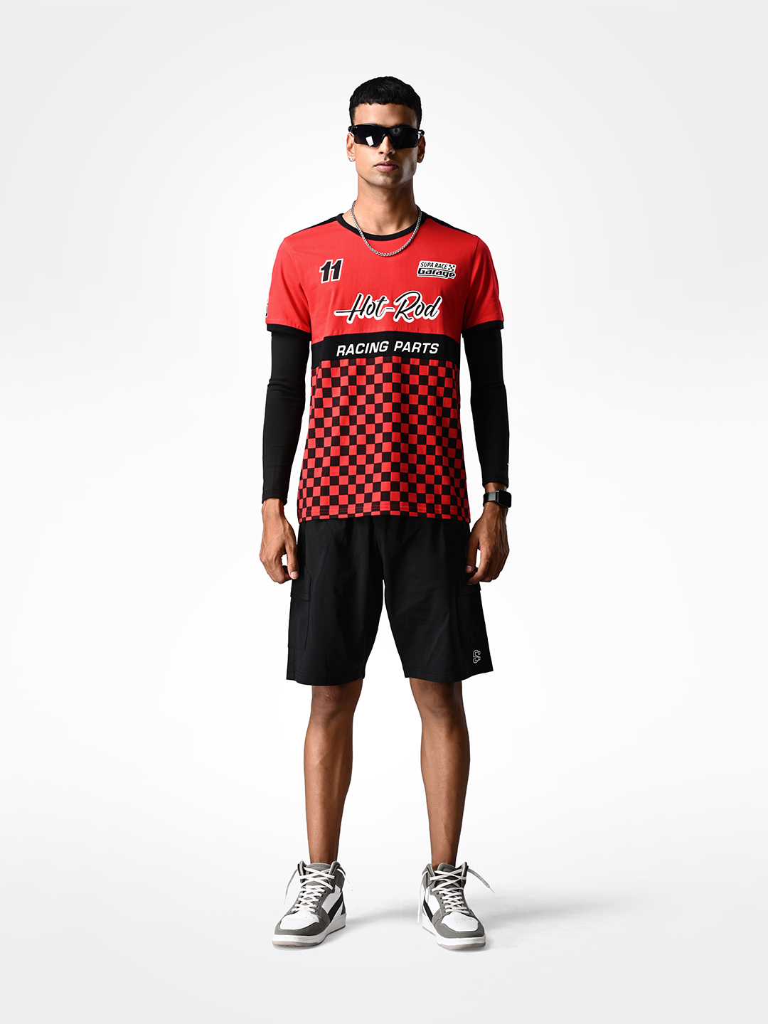 Supa Checkered Red and Black Printed T-shirt (9)