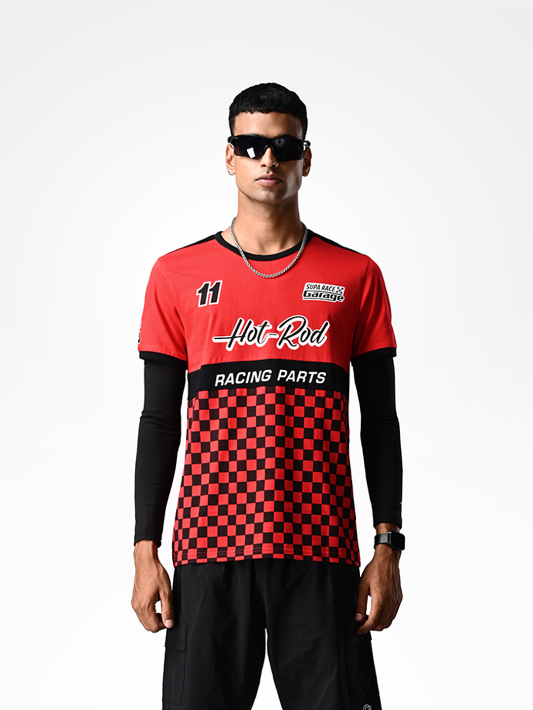 Supa Checkered Red and Black Printed T-shirt (2)