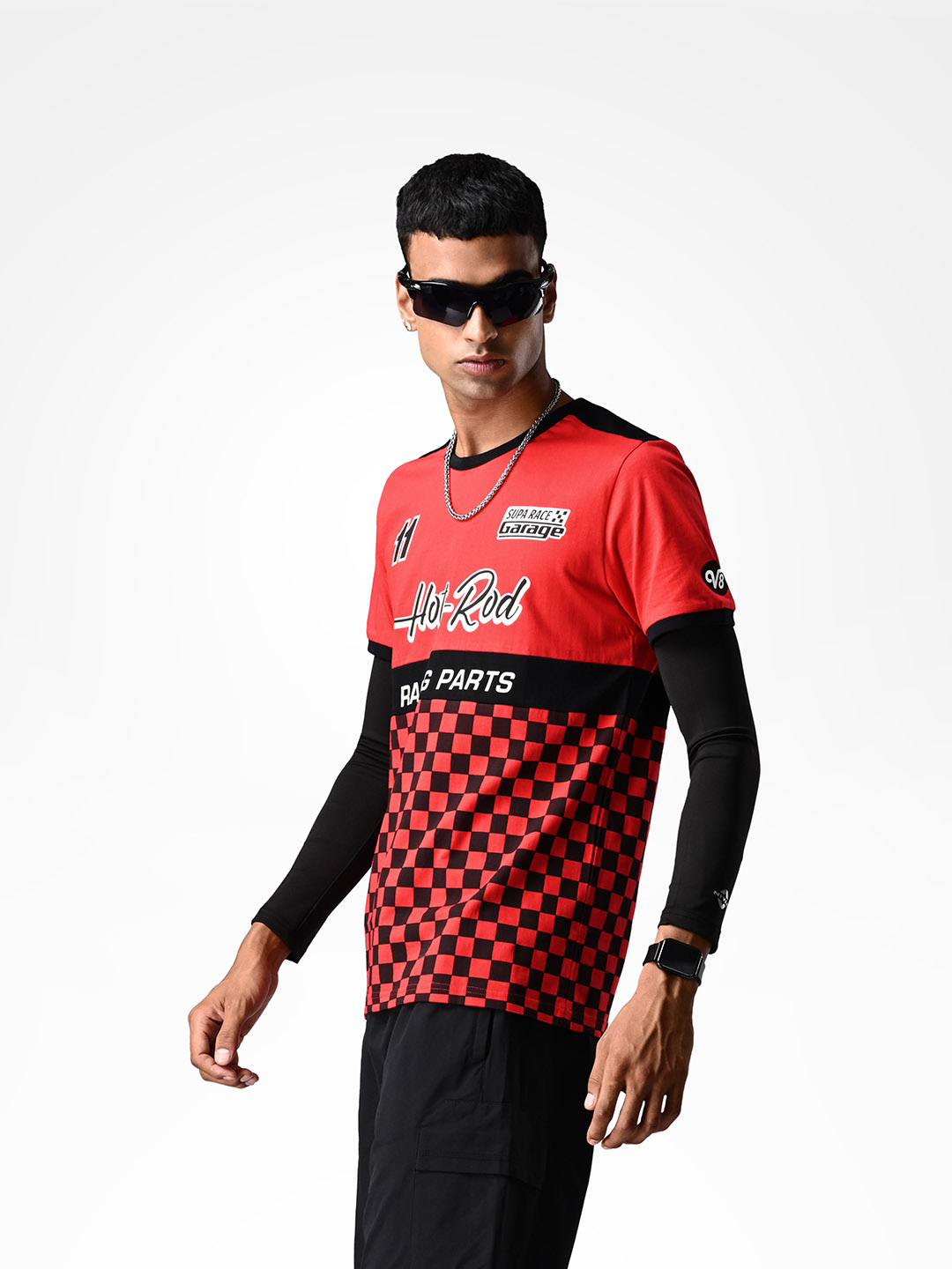 Supa Checkered Red and Black Printed T-shirt (3)