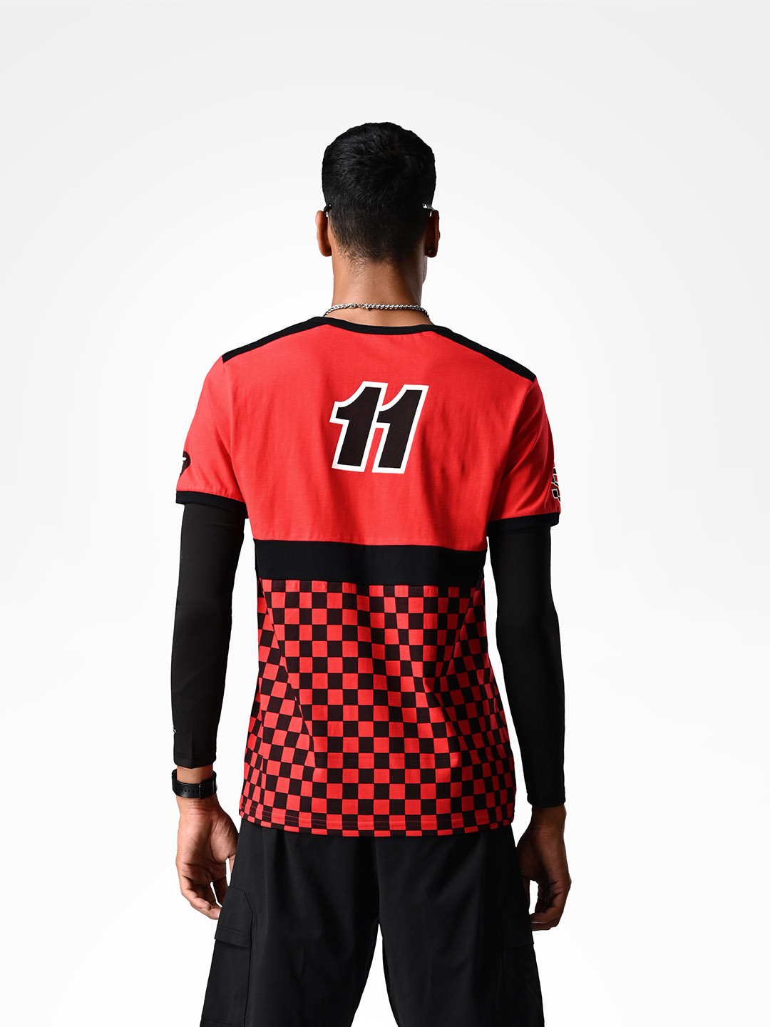 Supa Checkered Red and Black Printed T-shirt (4)