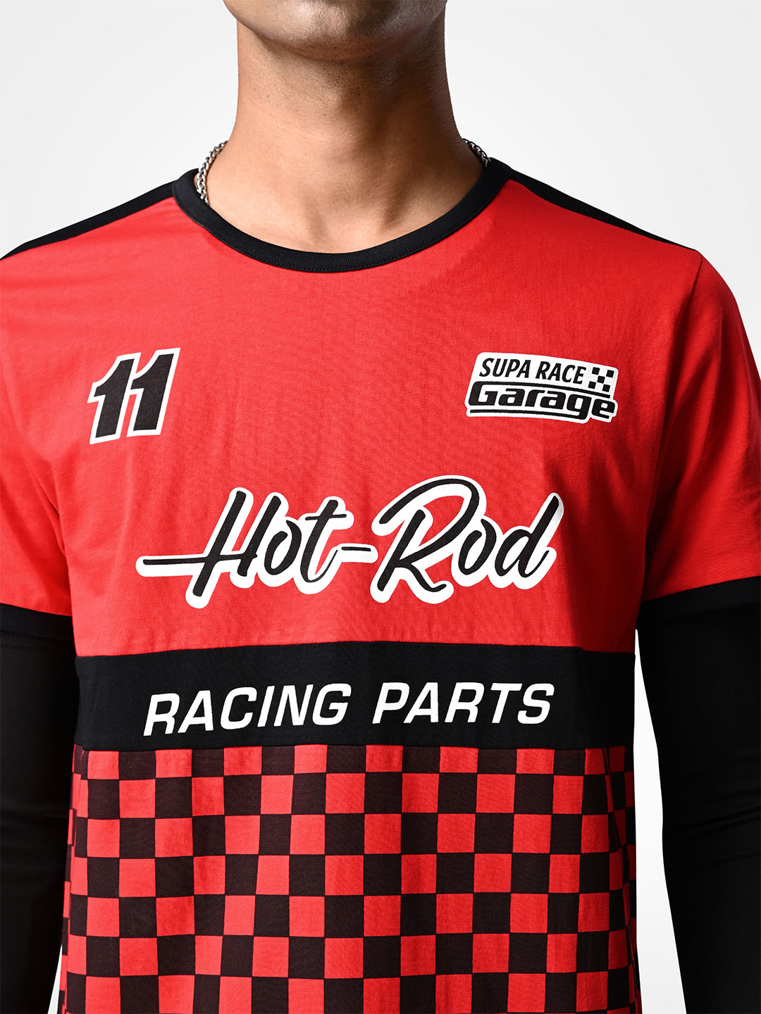 Supa Checkered Red and Black Printed T-shirt (5)
