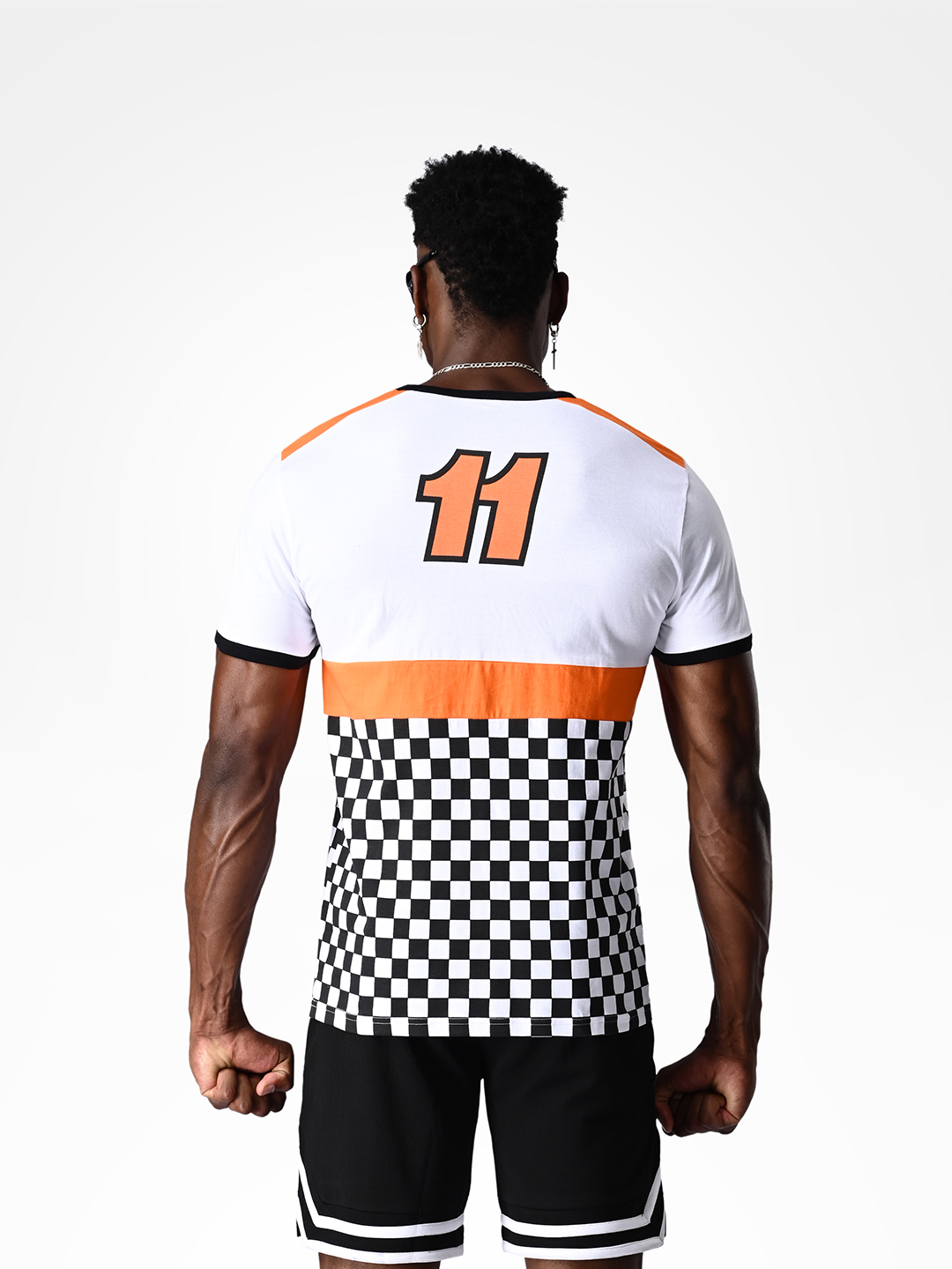 Supa Checkered White and Black Printed T-shirt (4)
