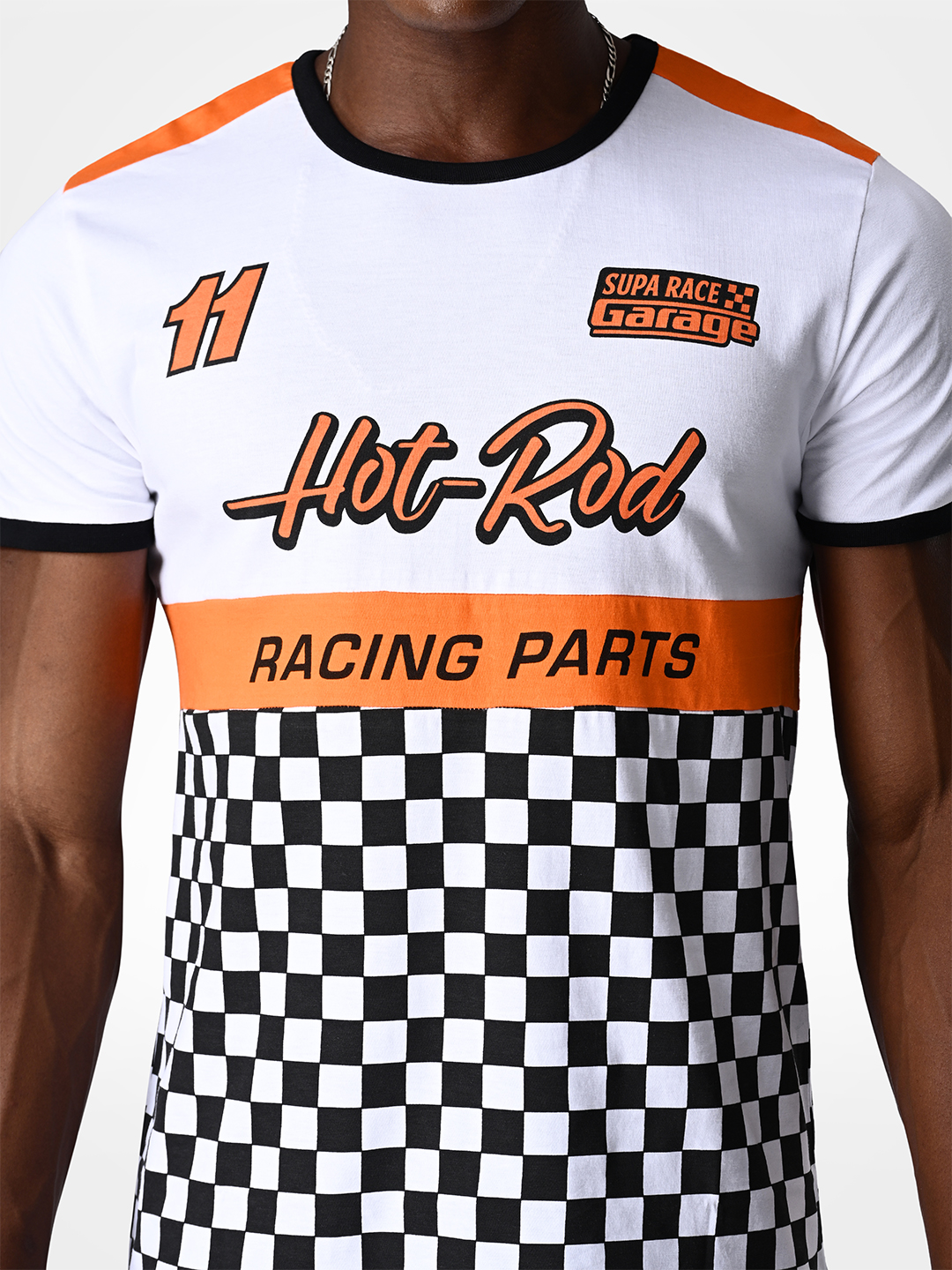 Supa Checkered White and Black Printed T-shirt (5)