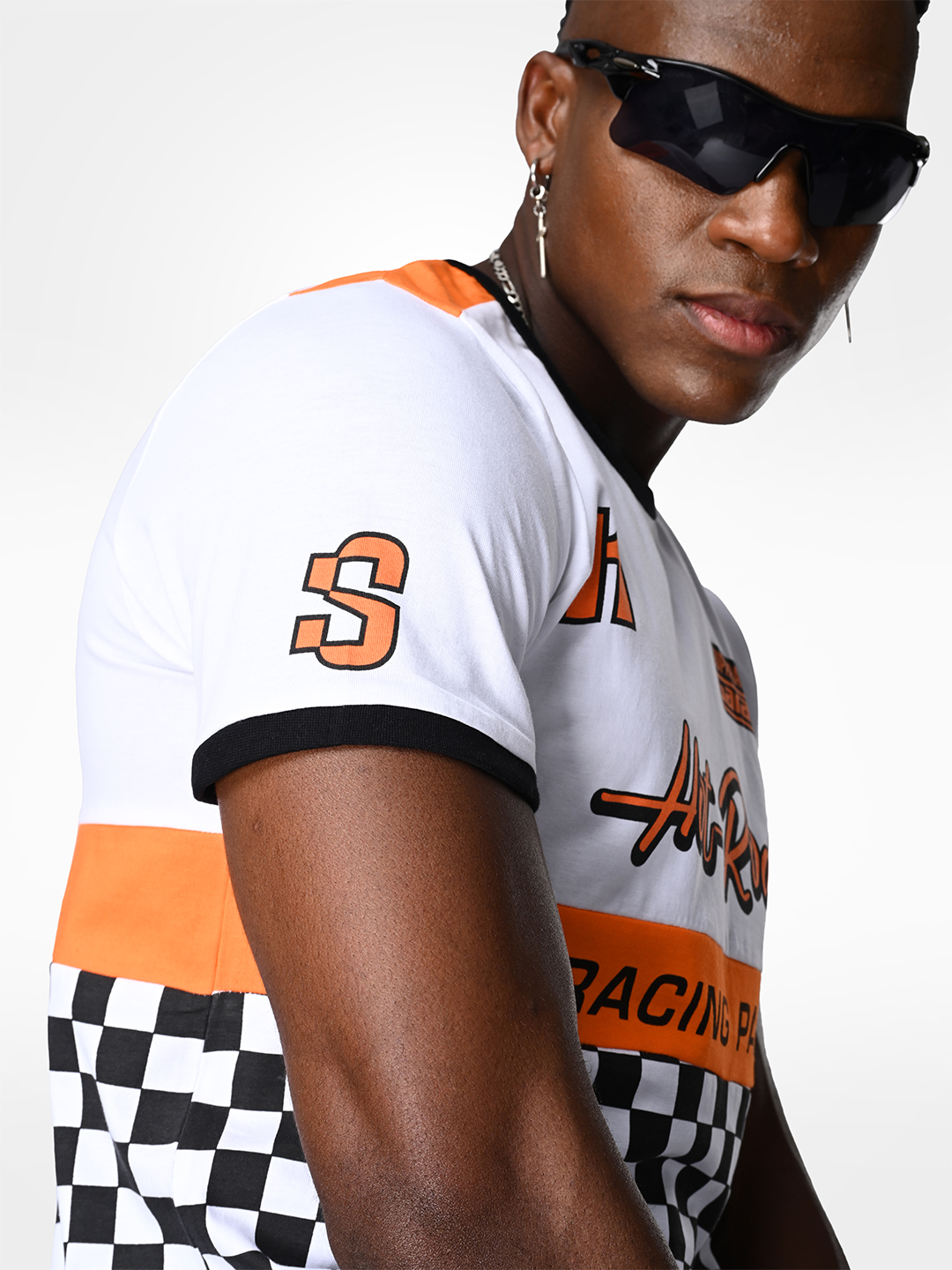 Supa Checkered White and Black Printed T-shirt (7)
