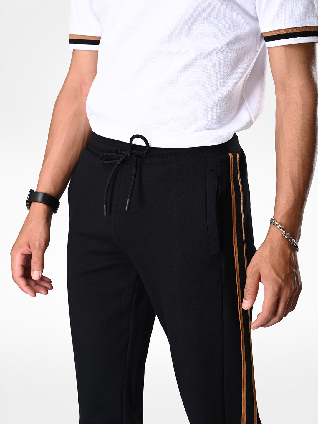 Supa Comfortable Black Taped Lycra Jogger Pants (8)