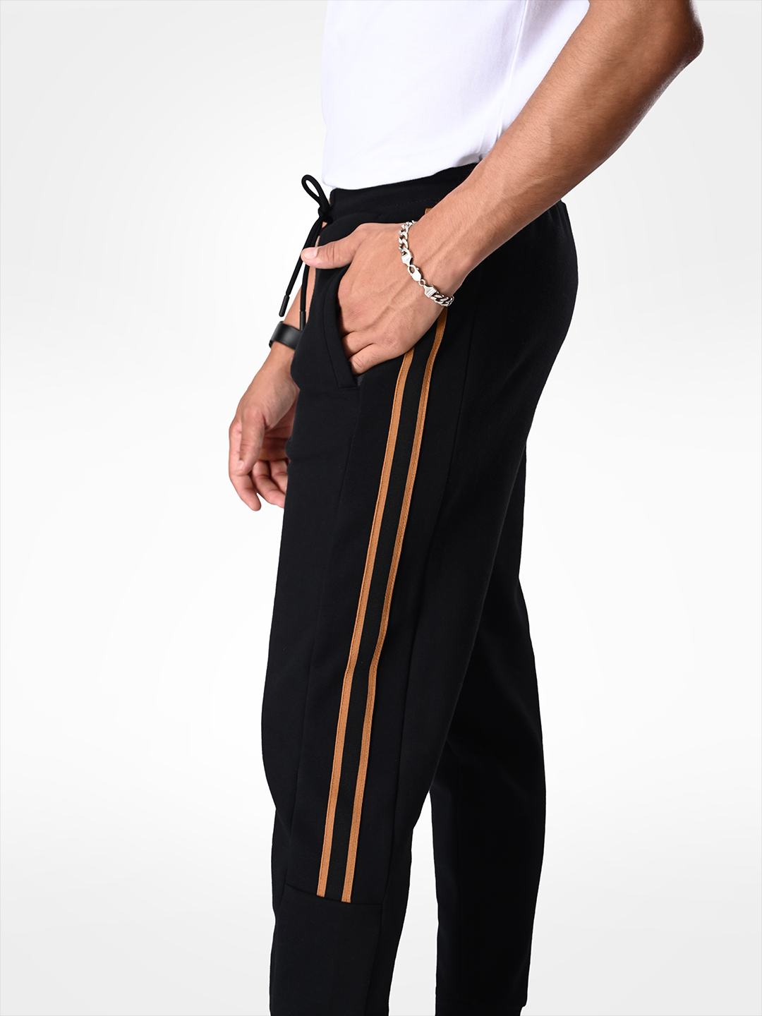 Supa Comfortable Black Taped Lycra Jogger Pants (2)