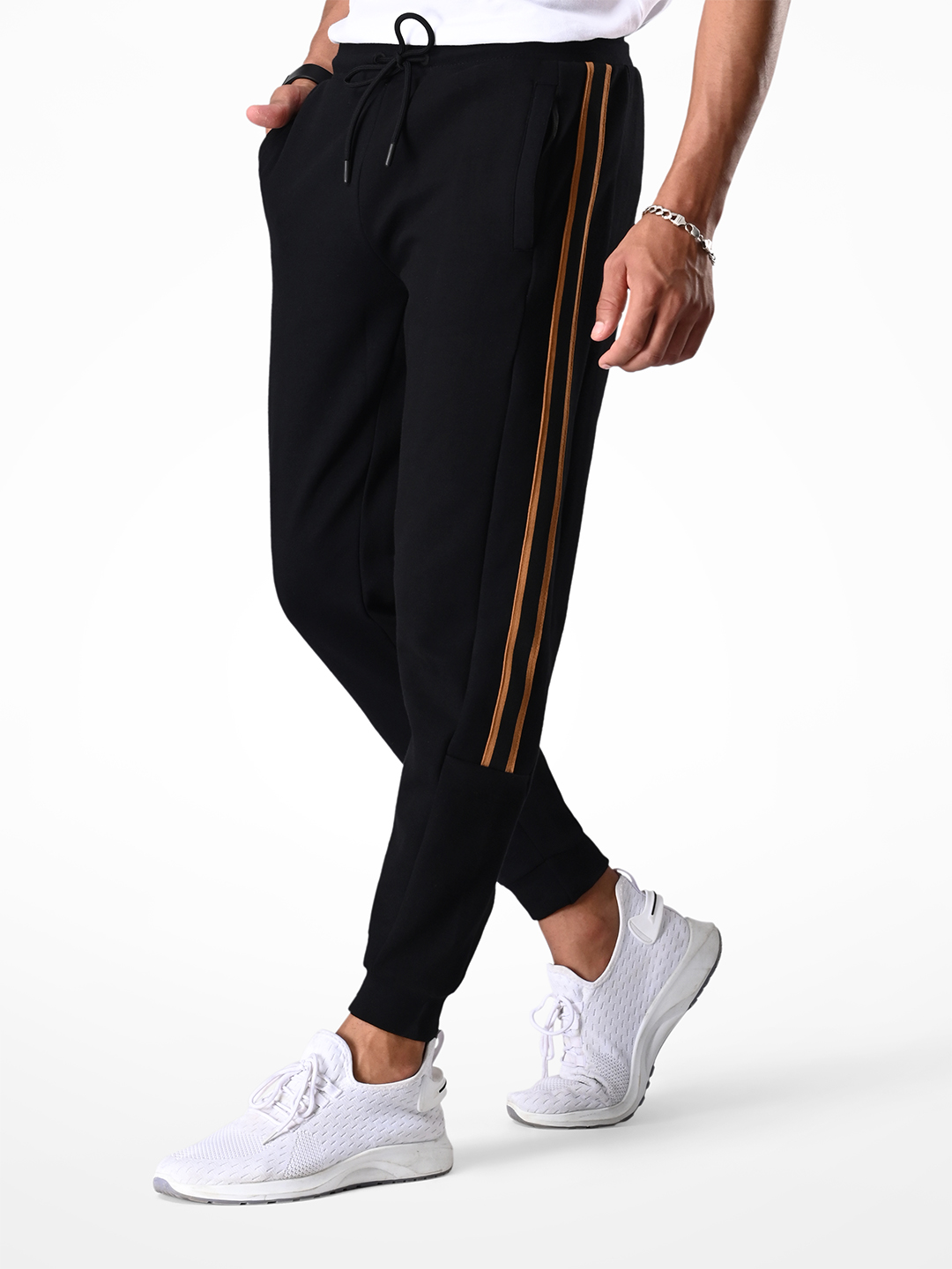 Supa Comfortable Black Taped Lycra Jogger Pants (1)