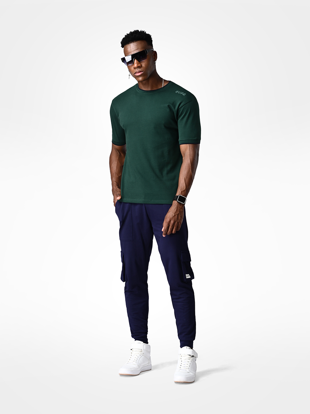 Supa Comfortable Bottle Green Cotton T-shirt (6)