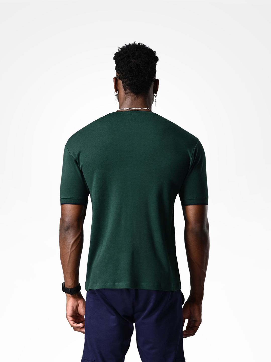 Supa Comfortable Bottle Green Cotton T-shirt (4)